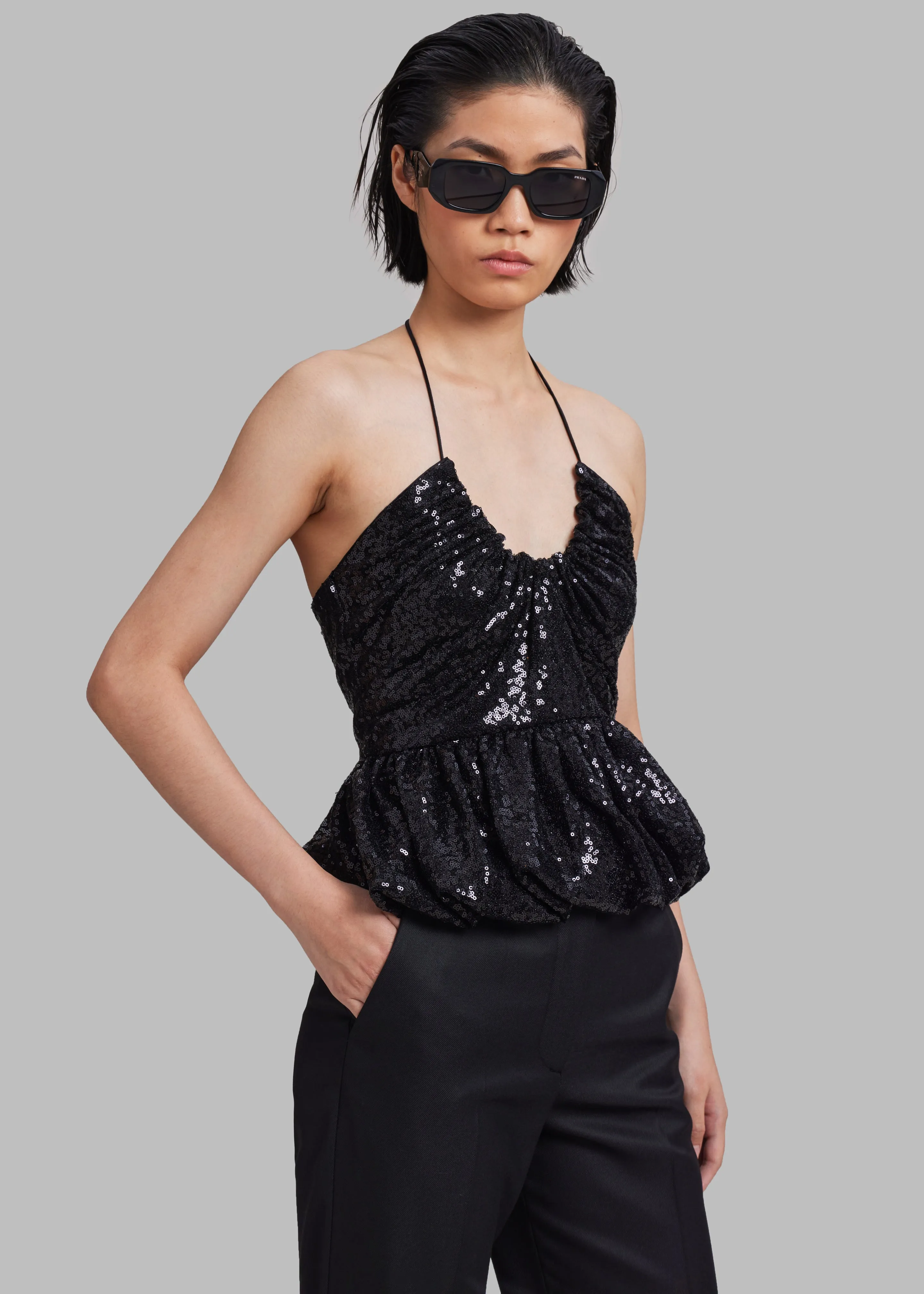 ROTATE Sequin Halterneck Top - Black sold by Frankie Shop product image thumbnail 3