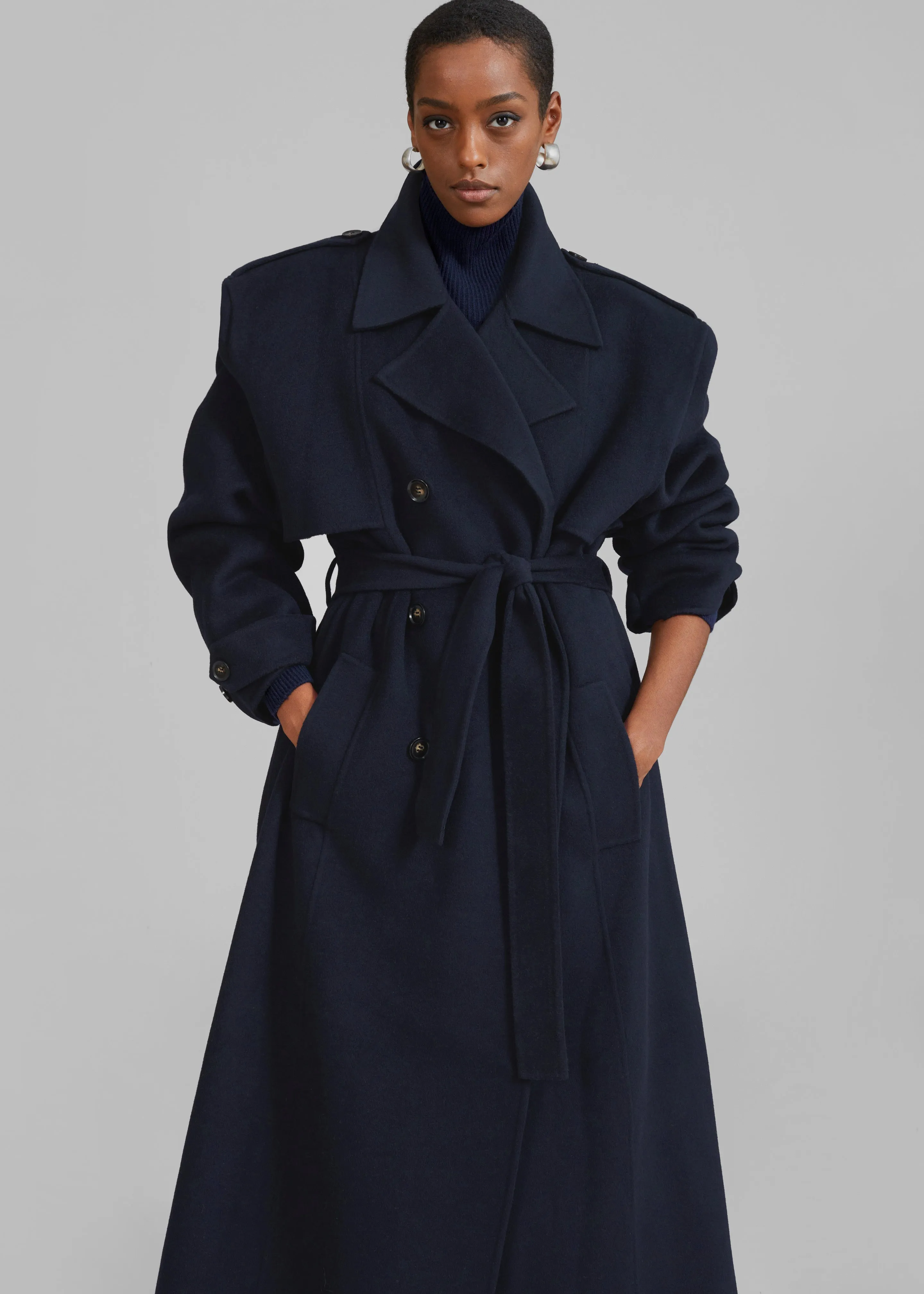 Nikola Padded Trench Coat - Navy sold by Frankie Shop product image thumbnail 5