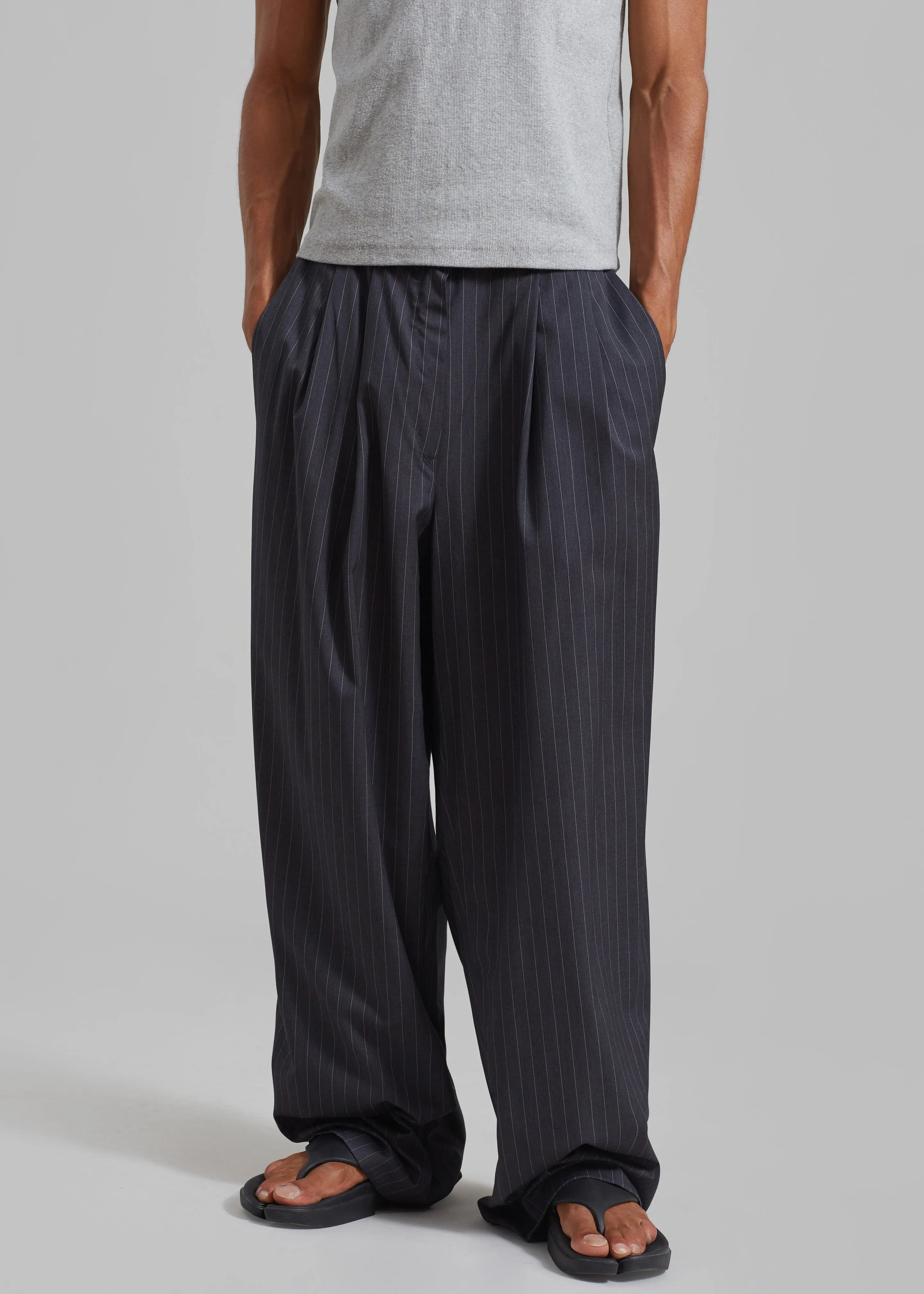 Peyton Pleated Pants - Grey Pinstripe sold by Frankie Shop product image thumbnail 2