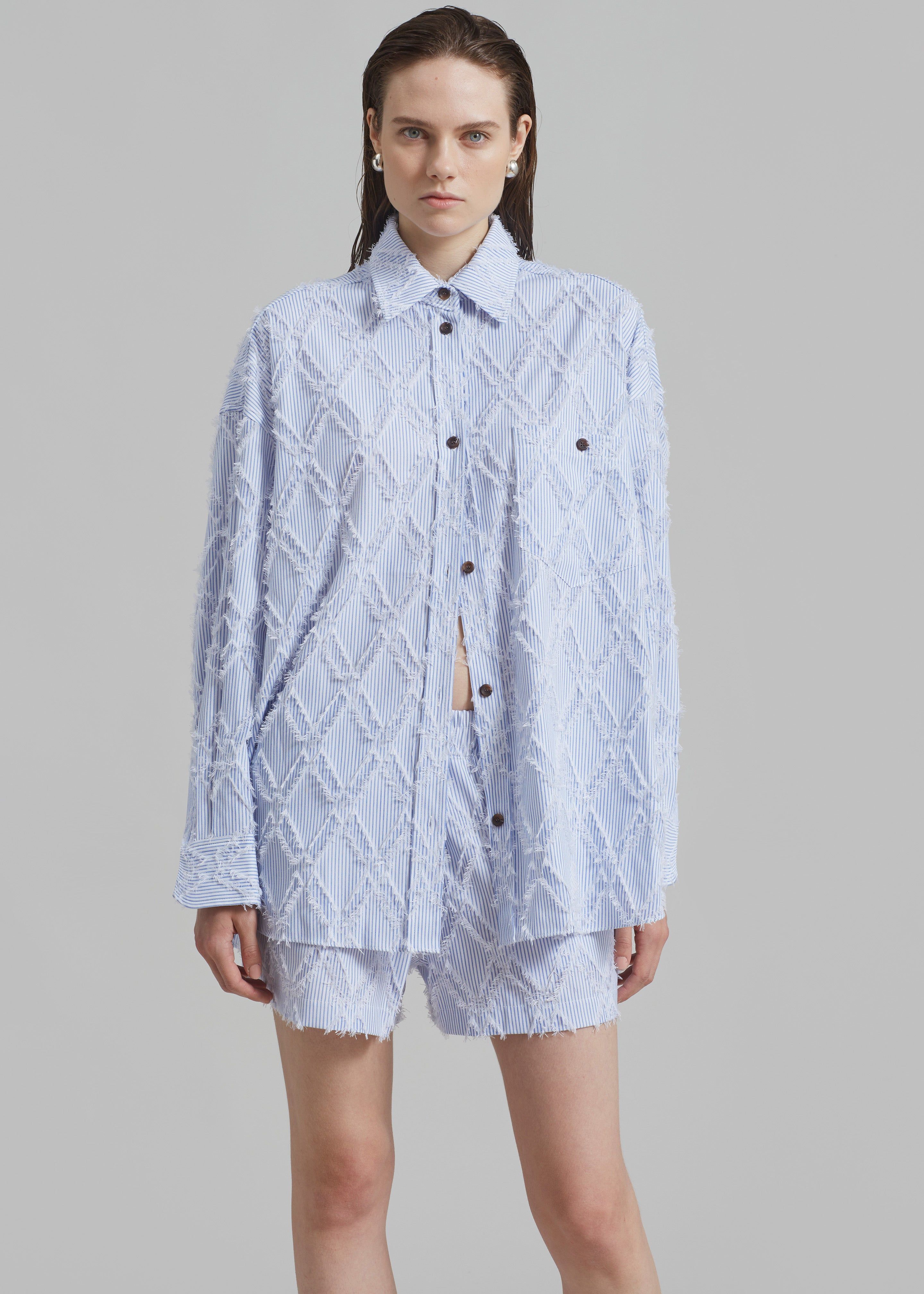 Este Fringe Button Up Shirt - Blue Stripe sold by Frankie Shop product image thumbnail 7