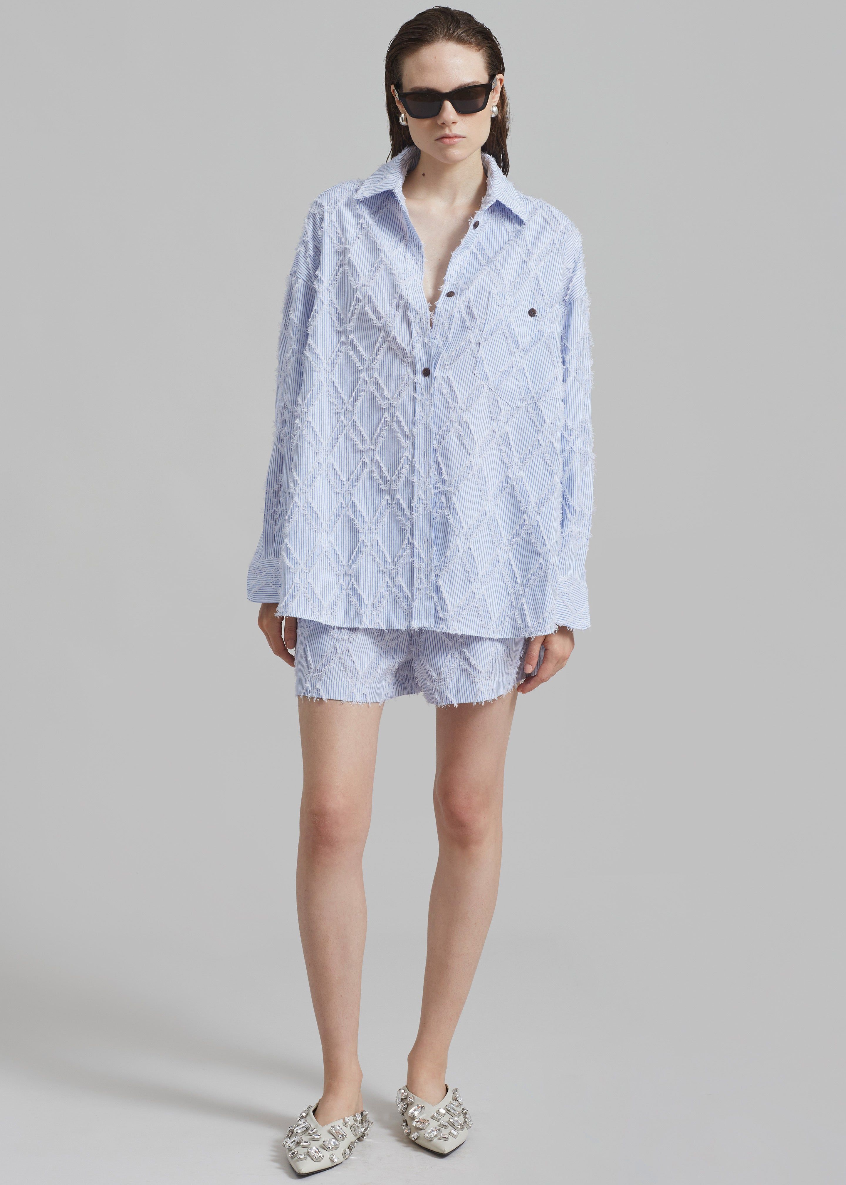 Este Fringe Button Up Shirt - Blue Stripe sold by Frankie Shop product image thumbnail 5