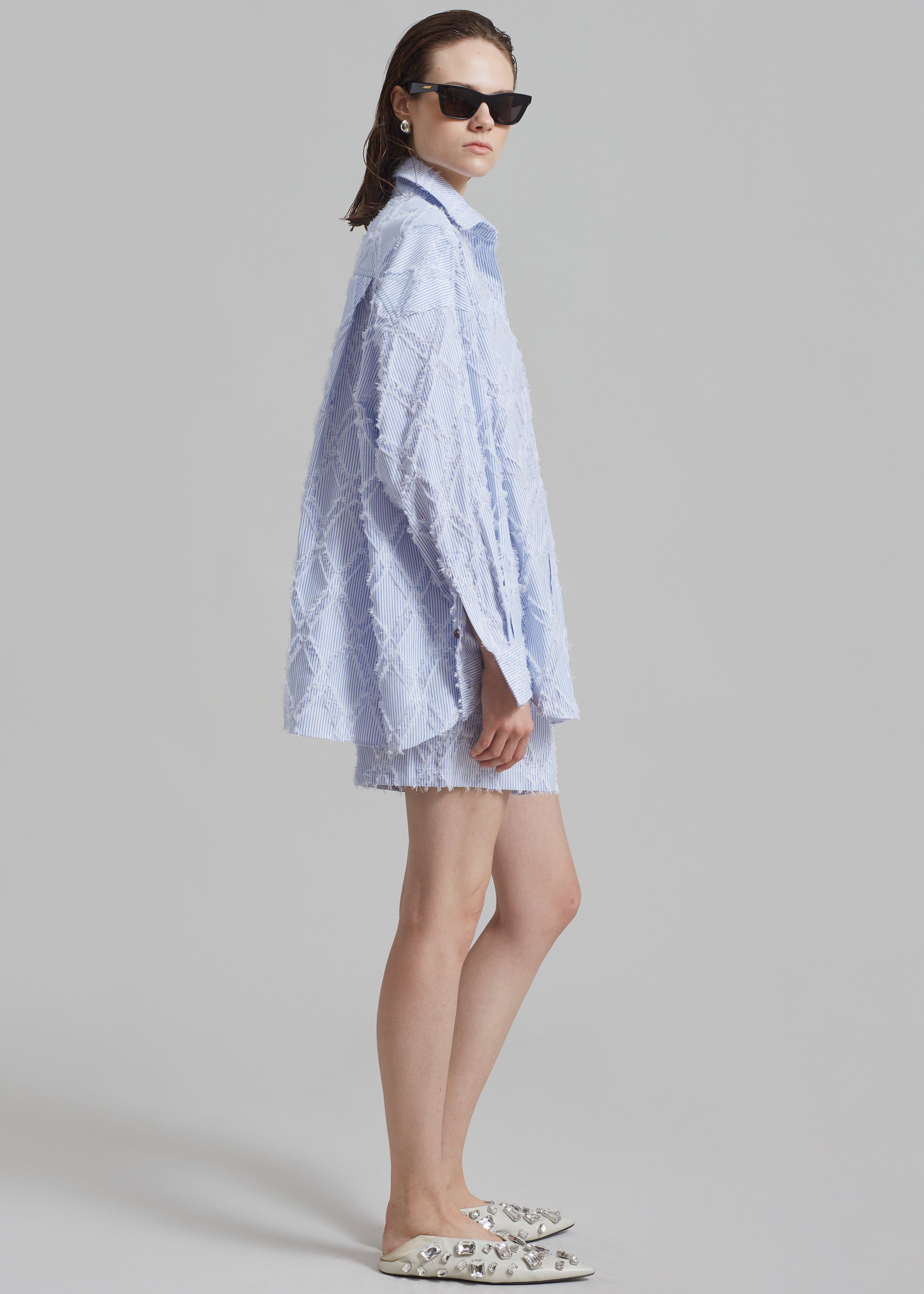Este Fringe Button Up Shirt - Blue Stripe sold by Frankie Shop product image thumbnail 3