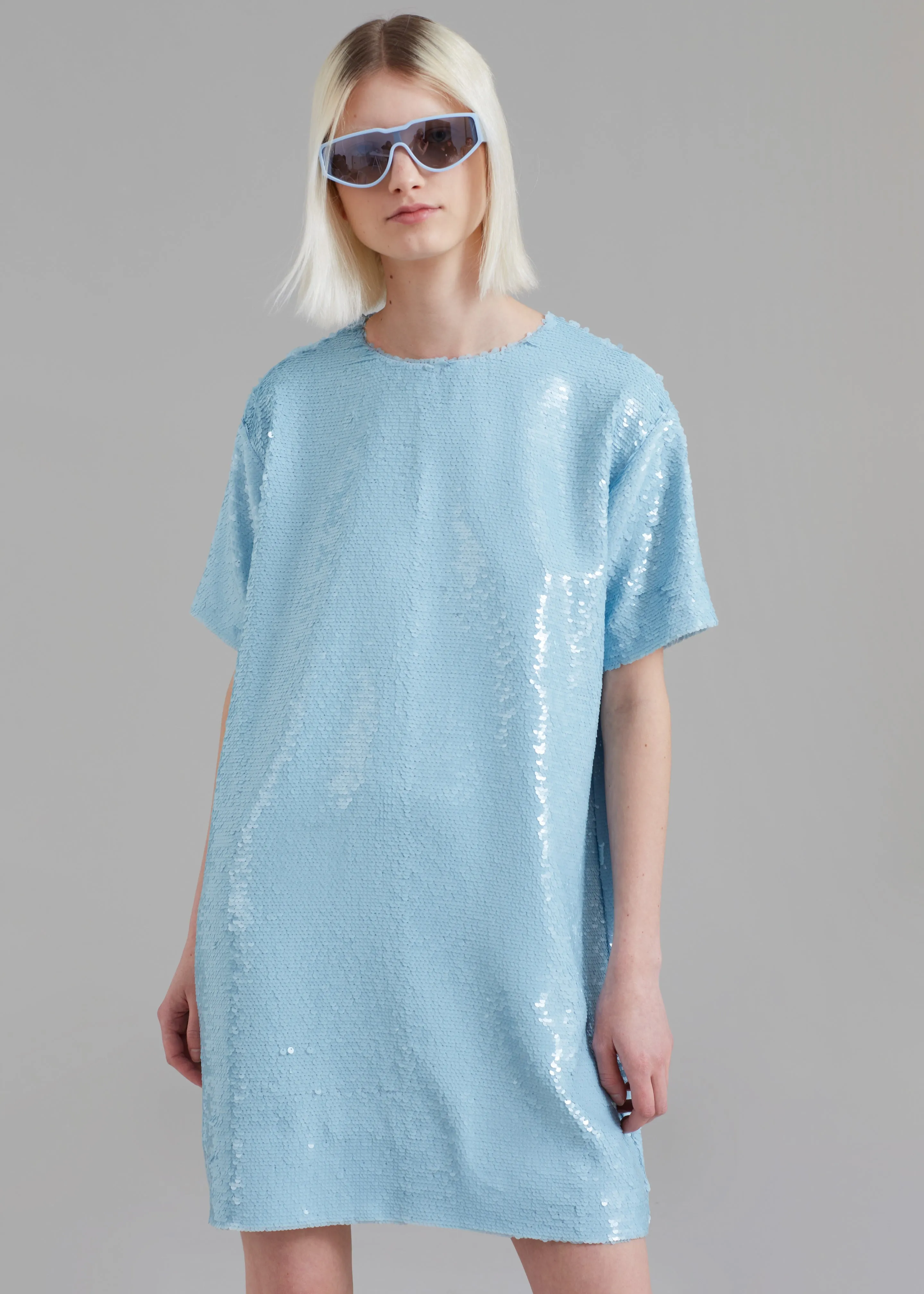 Riley Sequins Tee Mini Dress - Sky sold by Frankie Shop product image thumbnail 3