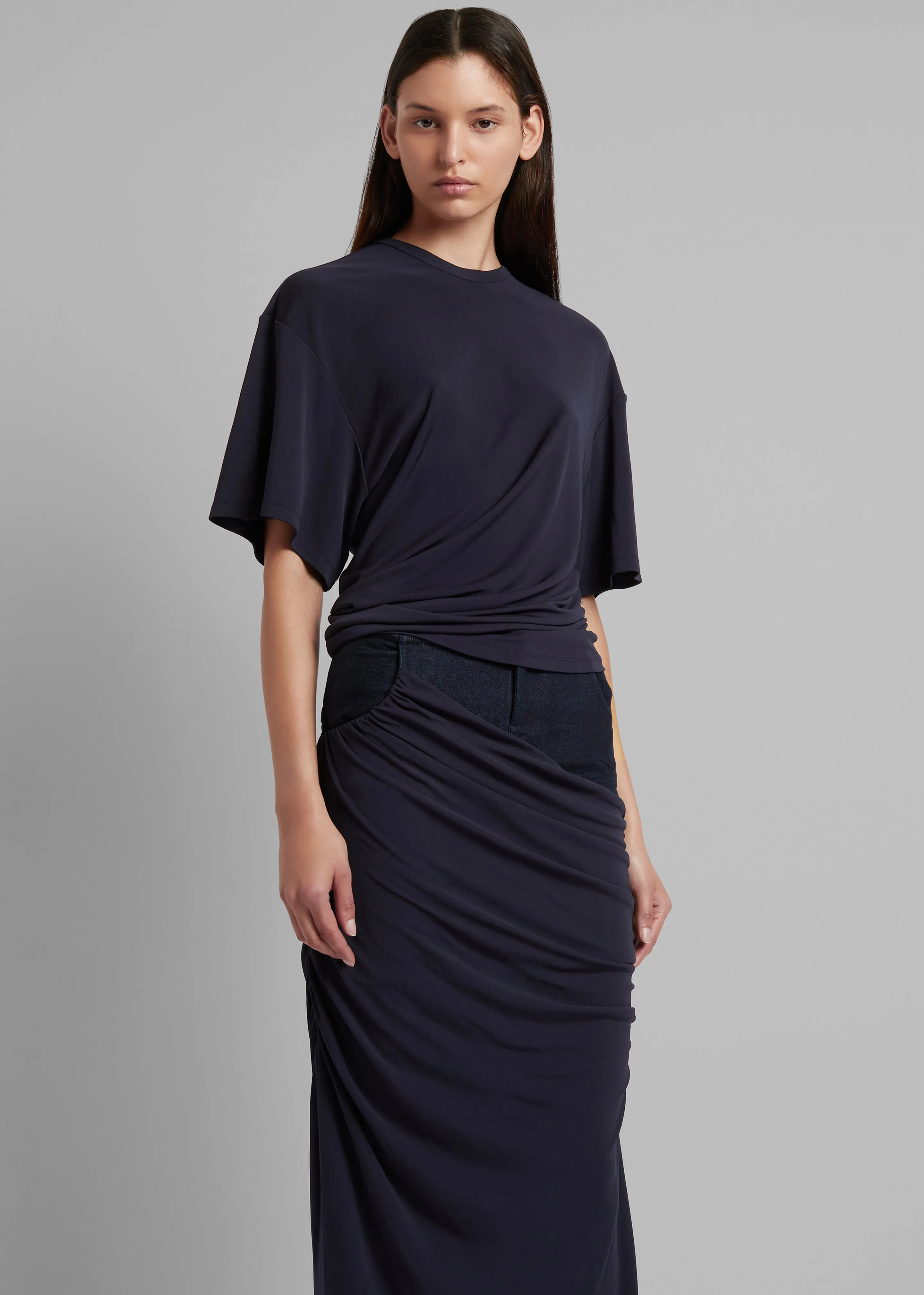 Christopher Esber Side Cowl Waist Tee - Ink sold by Frankie Shop