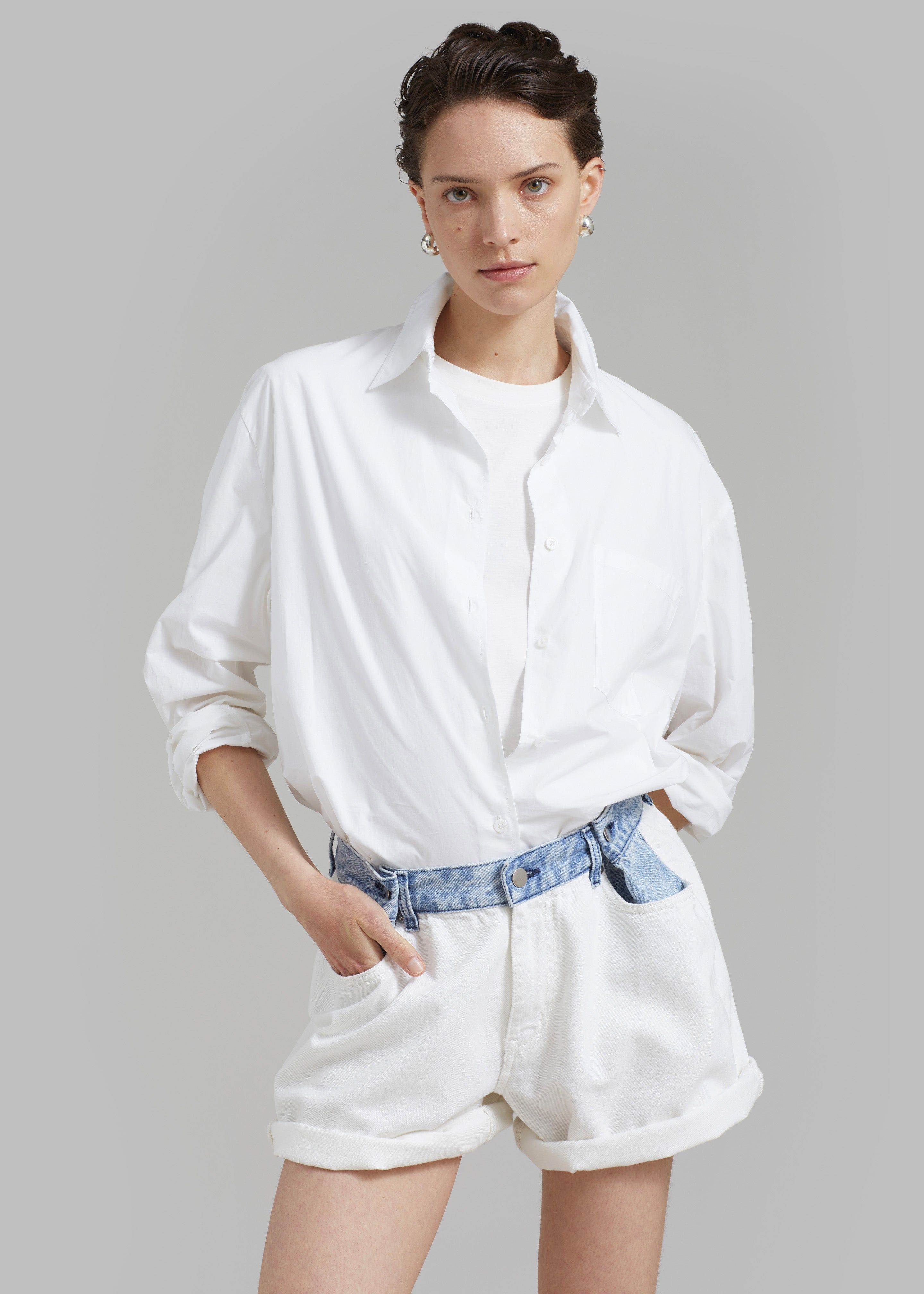 Hayla Contrast Denim Shorts - Off White sold by Frankie Shop