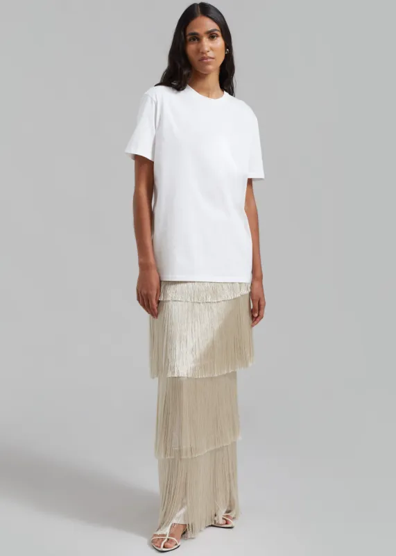 Esse Studios Mono Fringe Skirt - Oyster made by Frankie Shop