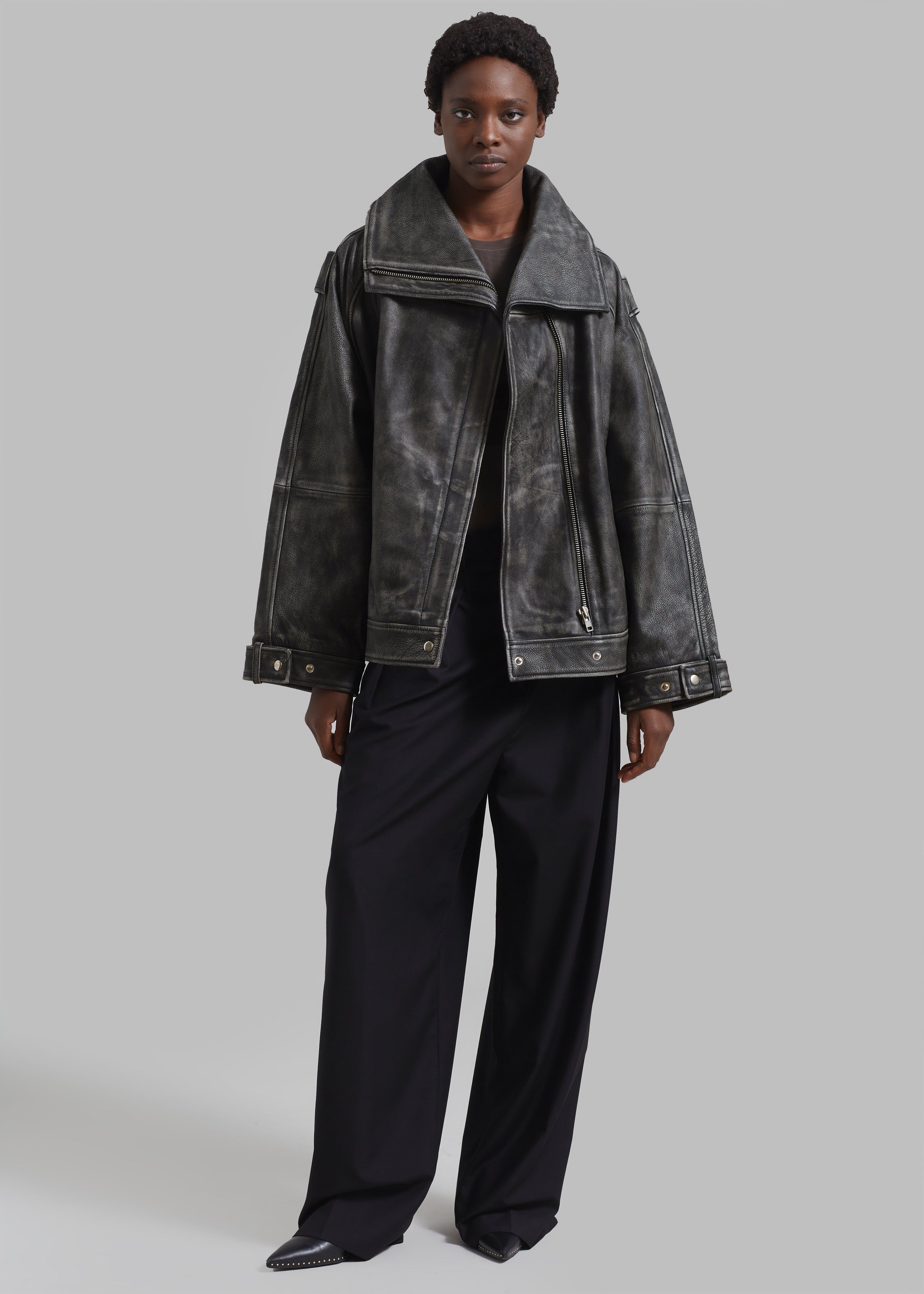 REMAIN Leather Oversized Jacket - Black sold by Frankie Shop product image thumbnail 3