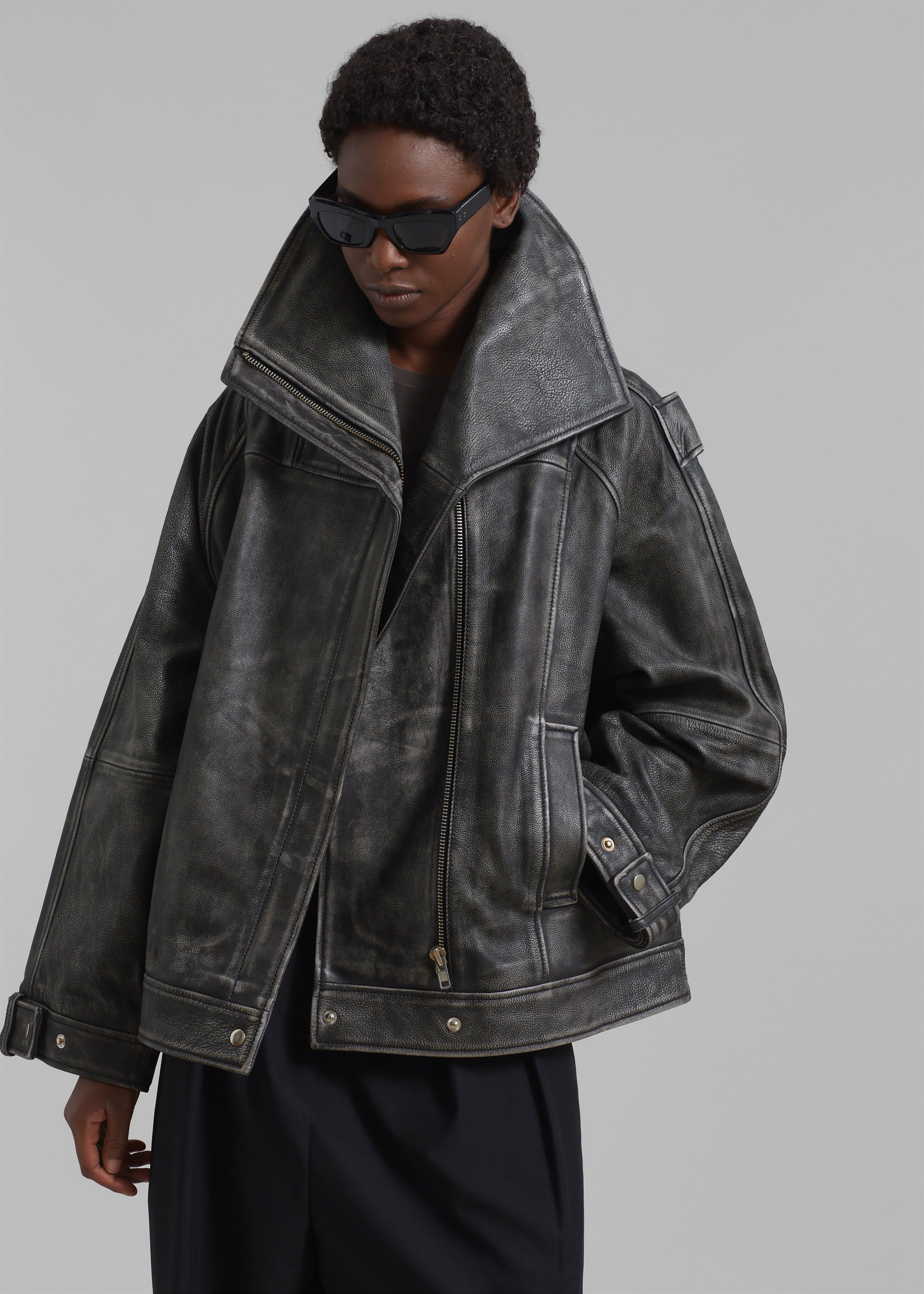 REMAIN Leather Oversized Jacket - Black sold by Frankie Shop product image thumbnail 4