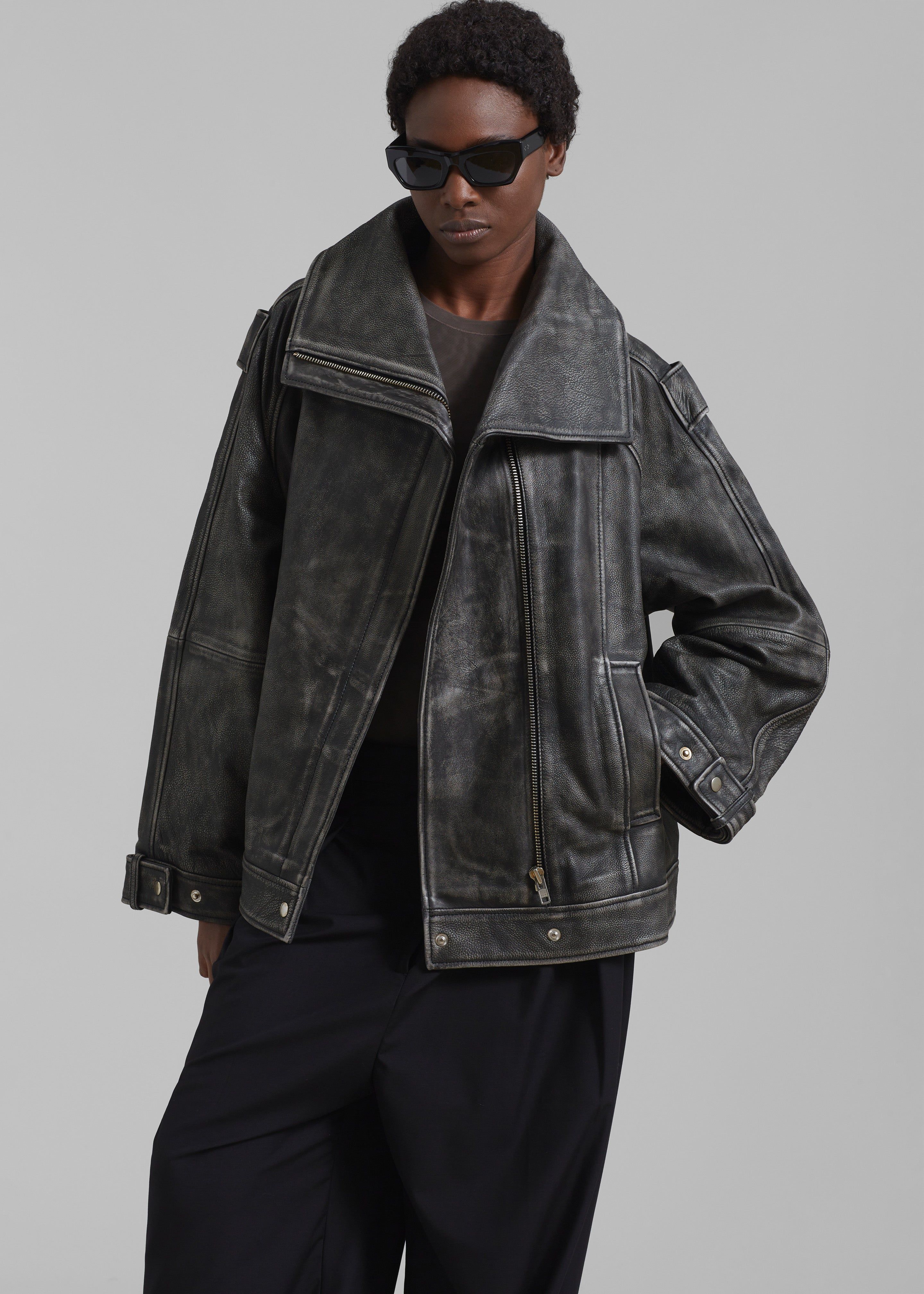 REMAIN Leather Oversized Jacket - Black sold by Frankie Shop product image thumbnail 5