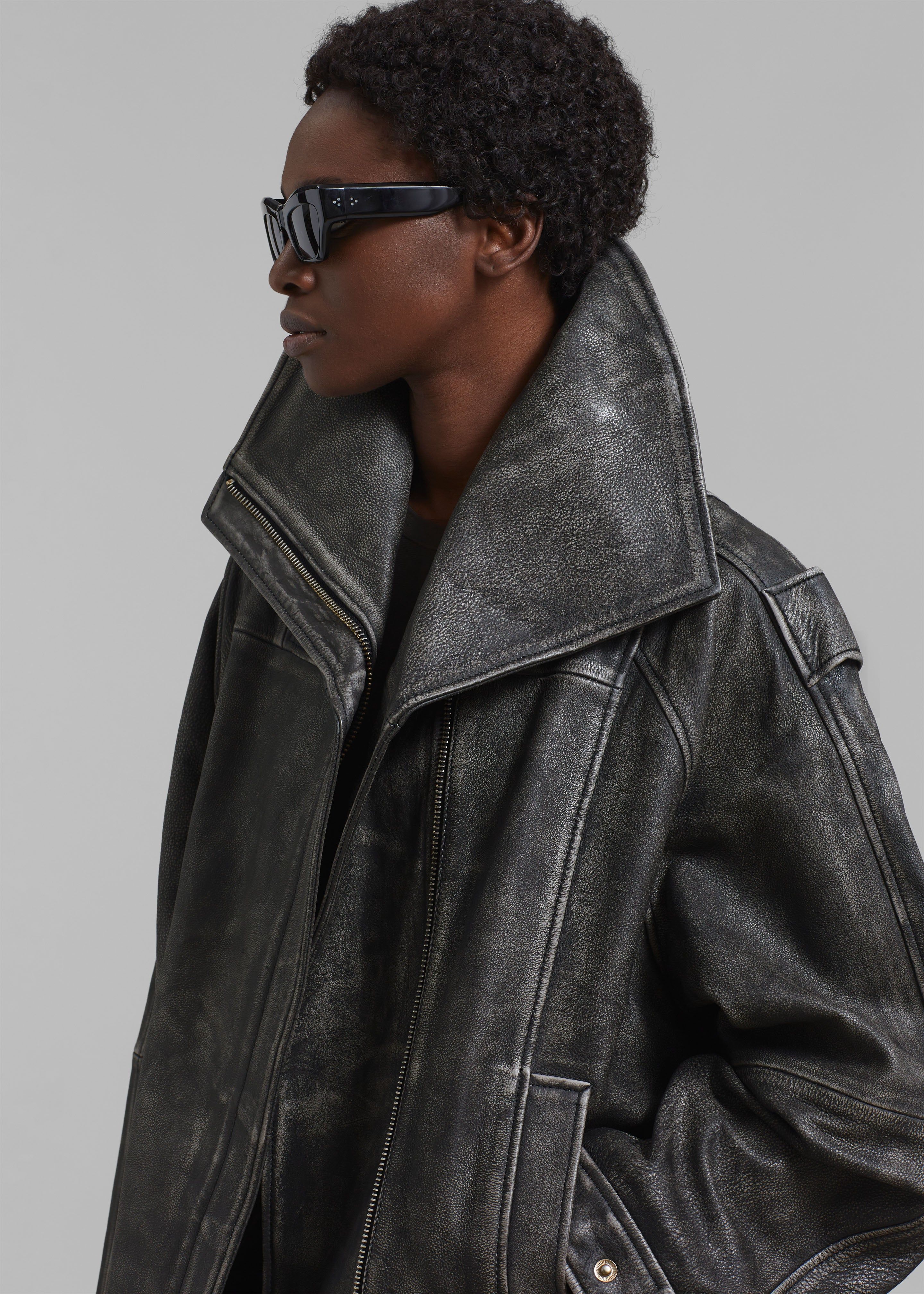 REMAIN Leather Oversized Jacket - Black sold by Frankie Shop product image thumbnail 2