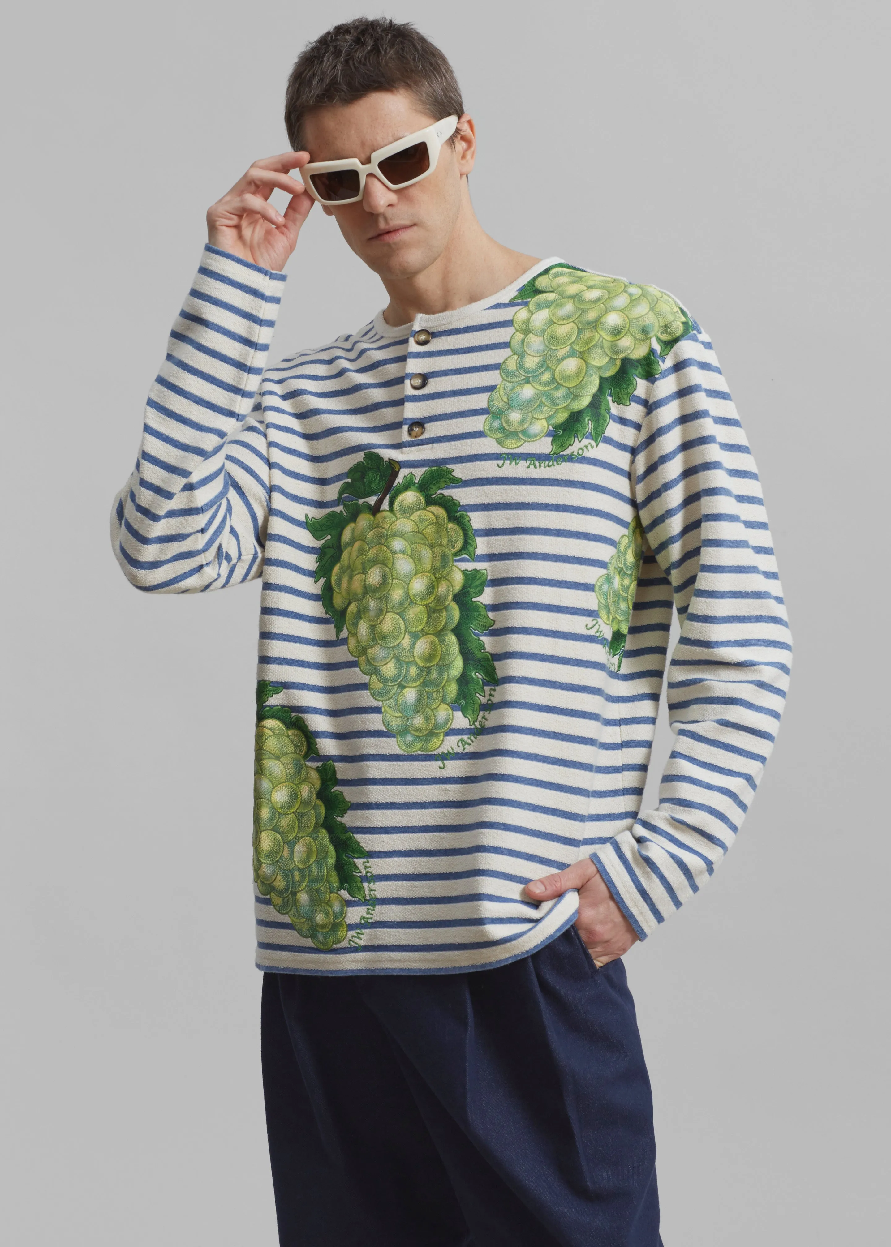 JW Anderson Grape Henley Top - Natural/Blue sold by Frankie Shop product image thumbnail 5