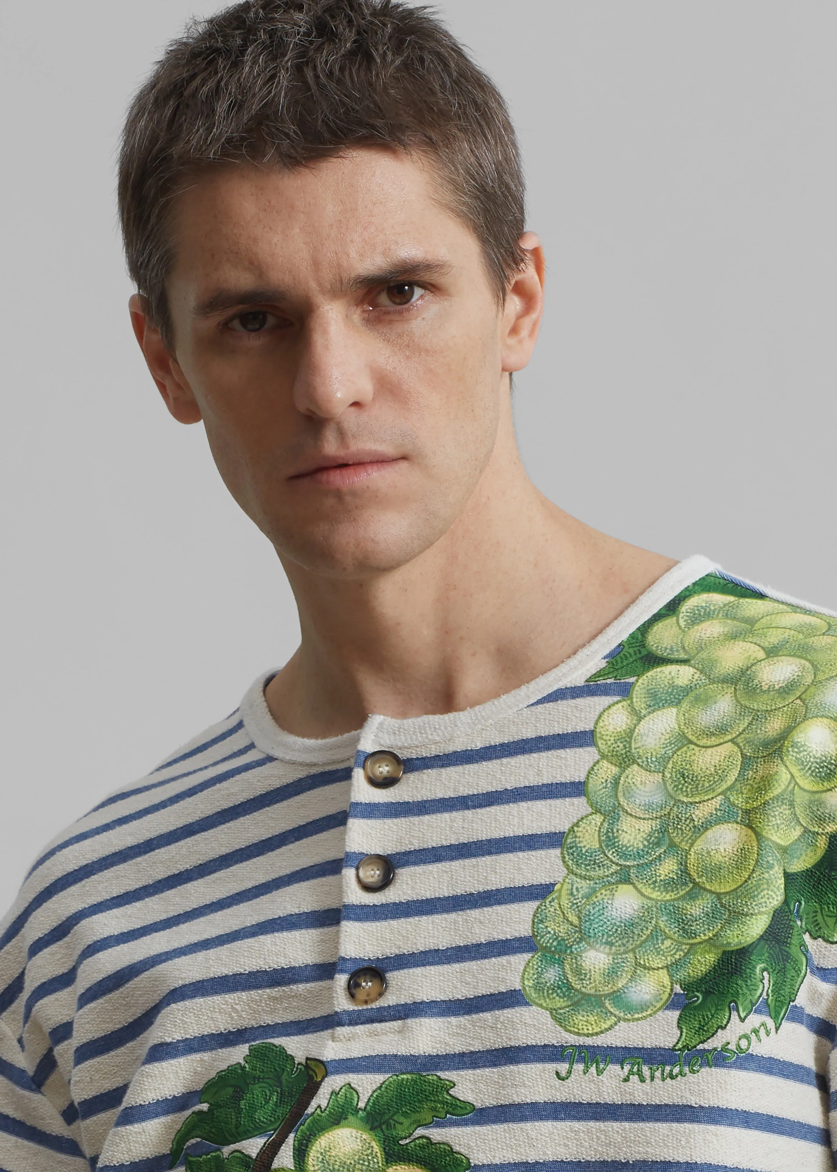JW Anderson Grape Henley Top - Natural/Blue sold by Frankie Shop product image thumbnail 4