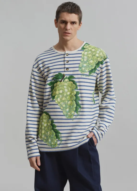 JW Anderson Grape Henley Top - Natural/Blue sold by Frankie Shop
