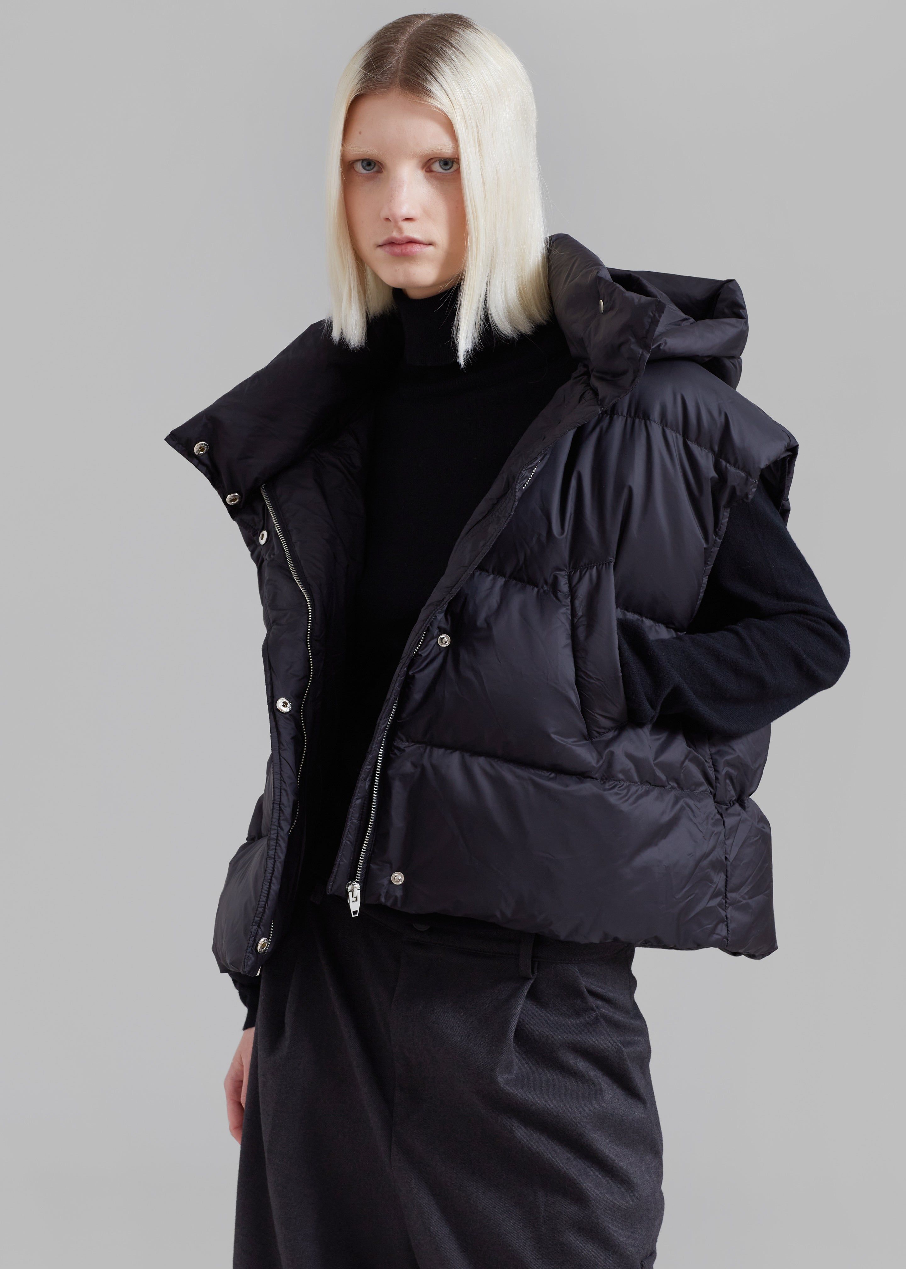 Prague Puffer Hoodie Vest - Black sold by Frankie Shop product image thumbnail 3