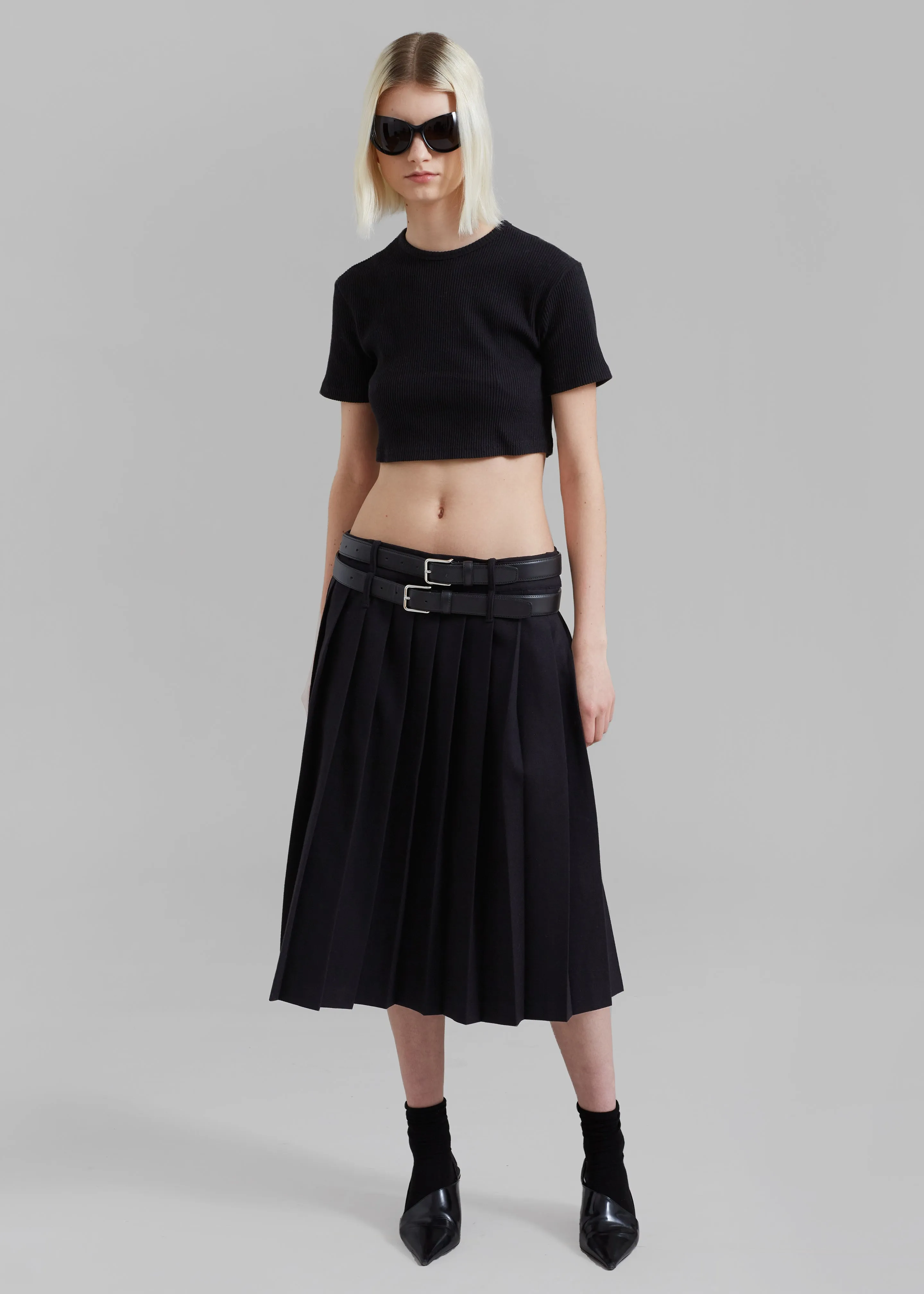 Wednesday Belted Pleated Skirt - Black sold by Frankie Shop product image thumbnail 3
