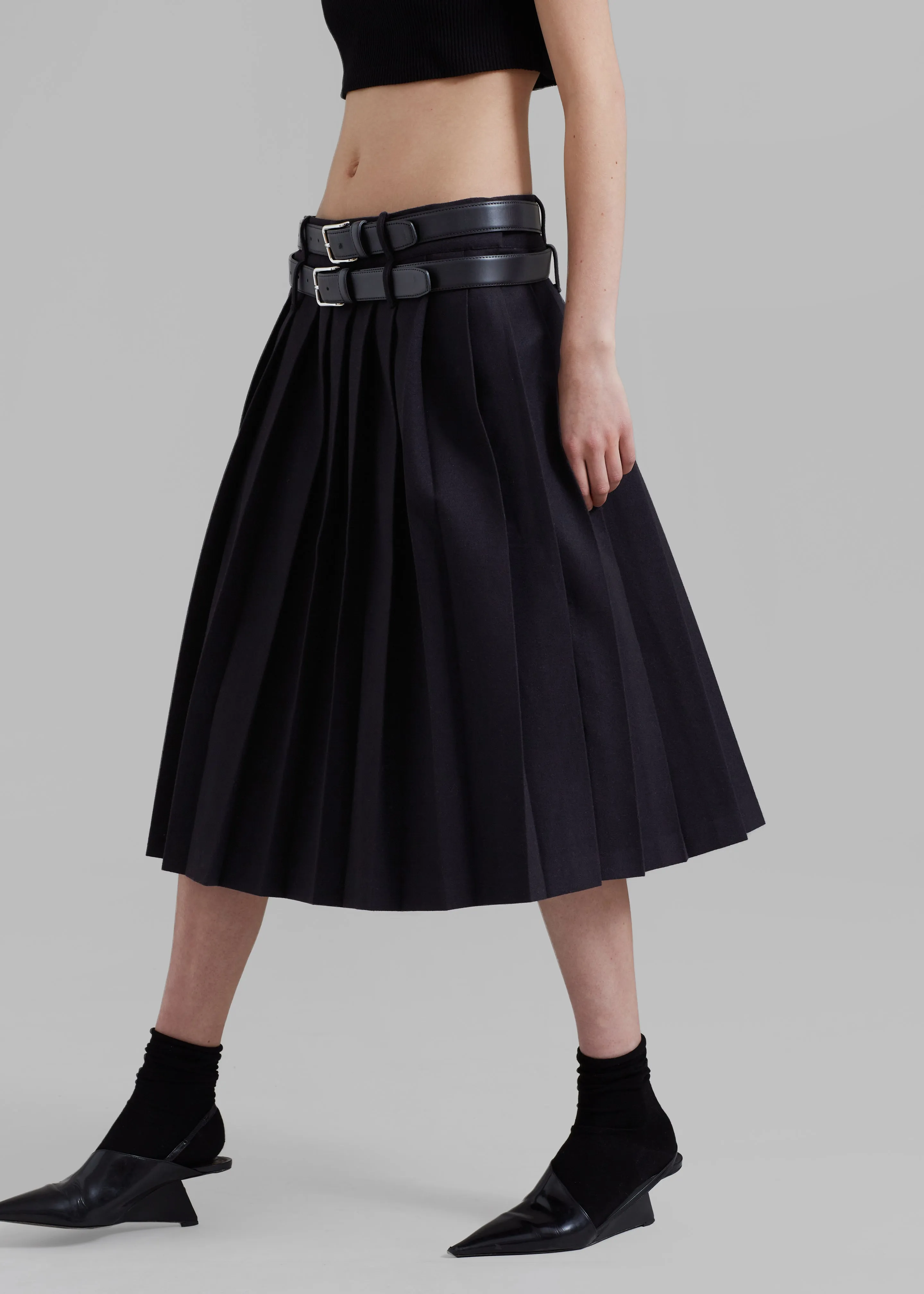 Wednesday Belted Pleated Skirt - Black sold by Frankie Shop product image thumbnail 4