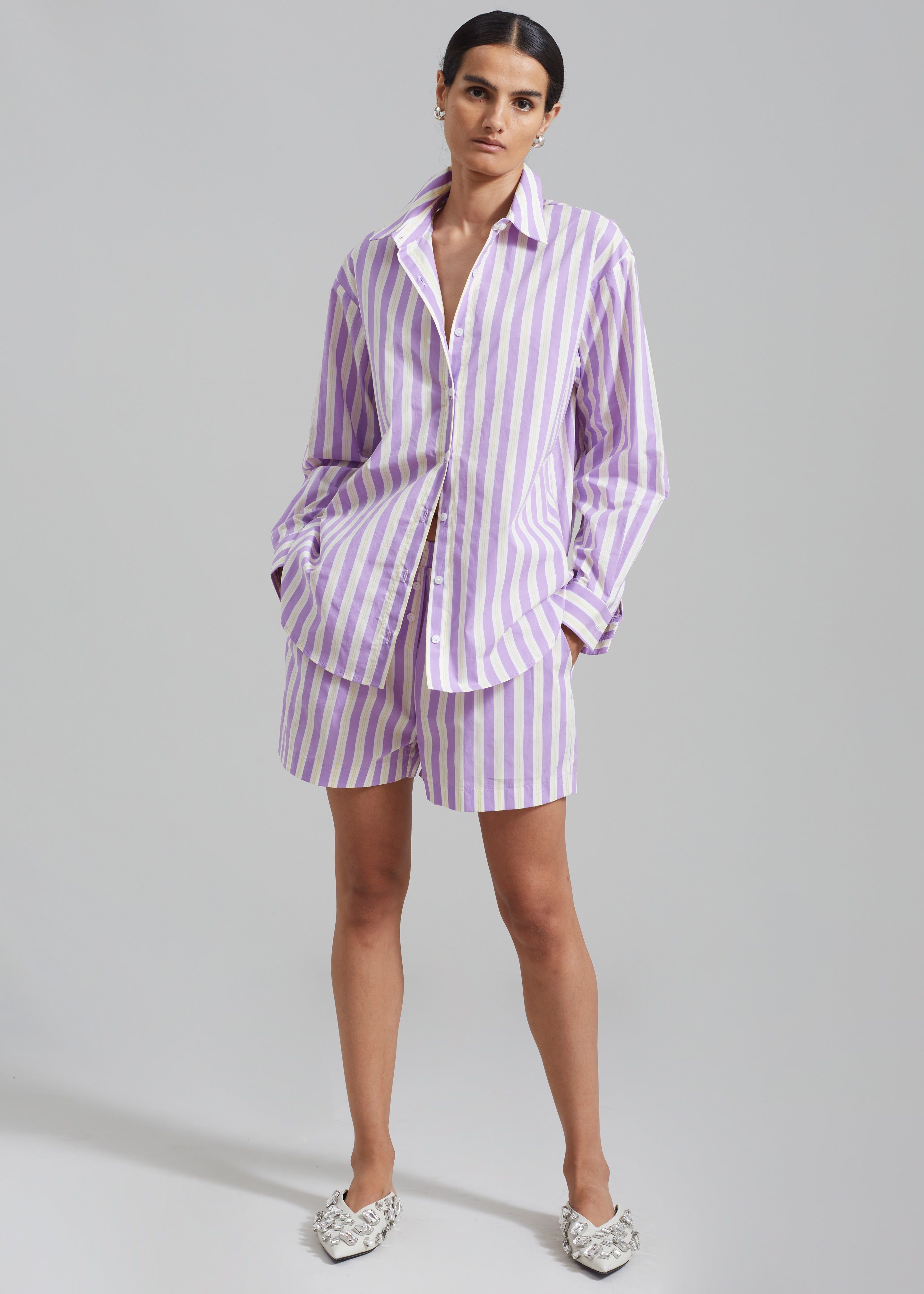 Juno Cotton Shirt - Violet Stripe sold by Frankie Shop product image thumbnail 5