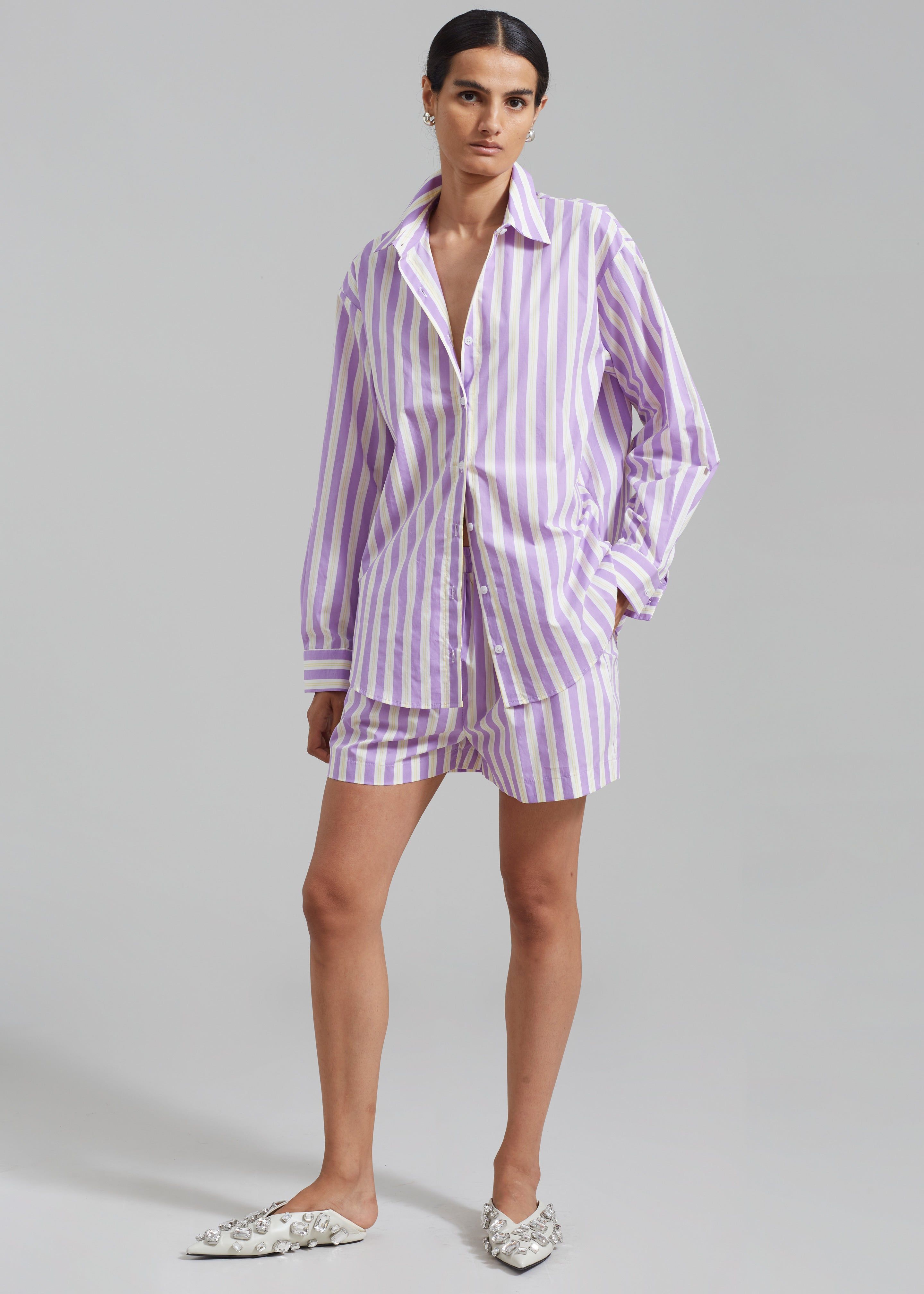 Juno Cotton Shirt - Violet Stripe sold by Frankie Shop product image thumbnail 3