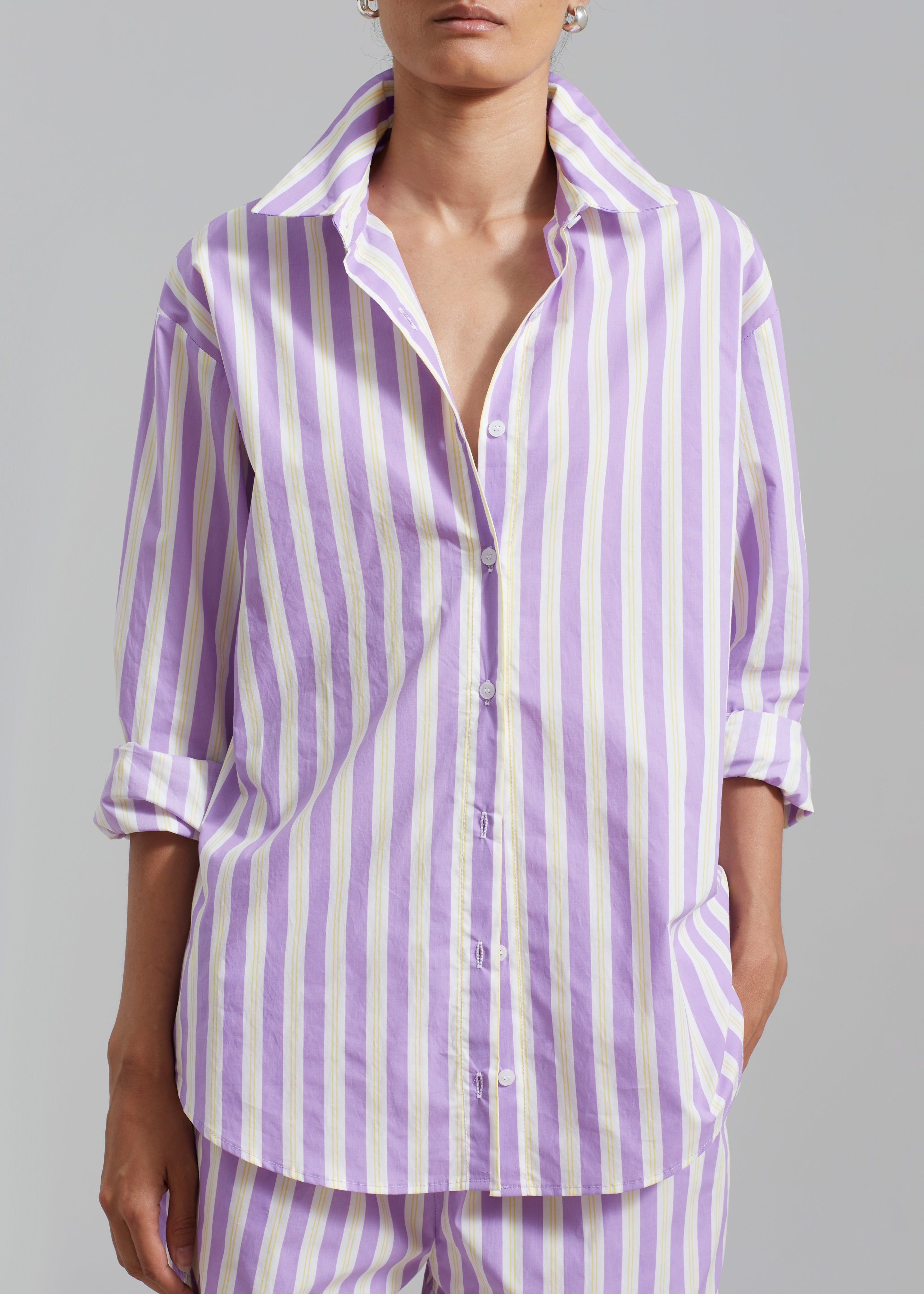 Juno Cotton Shirt - Violet Stripe sold by Frankie Shop product image thumbnail 4
