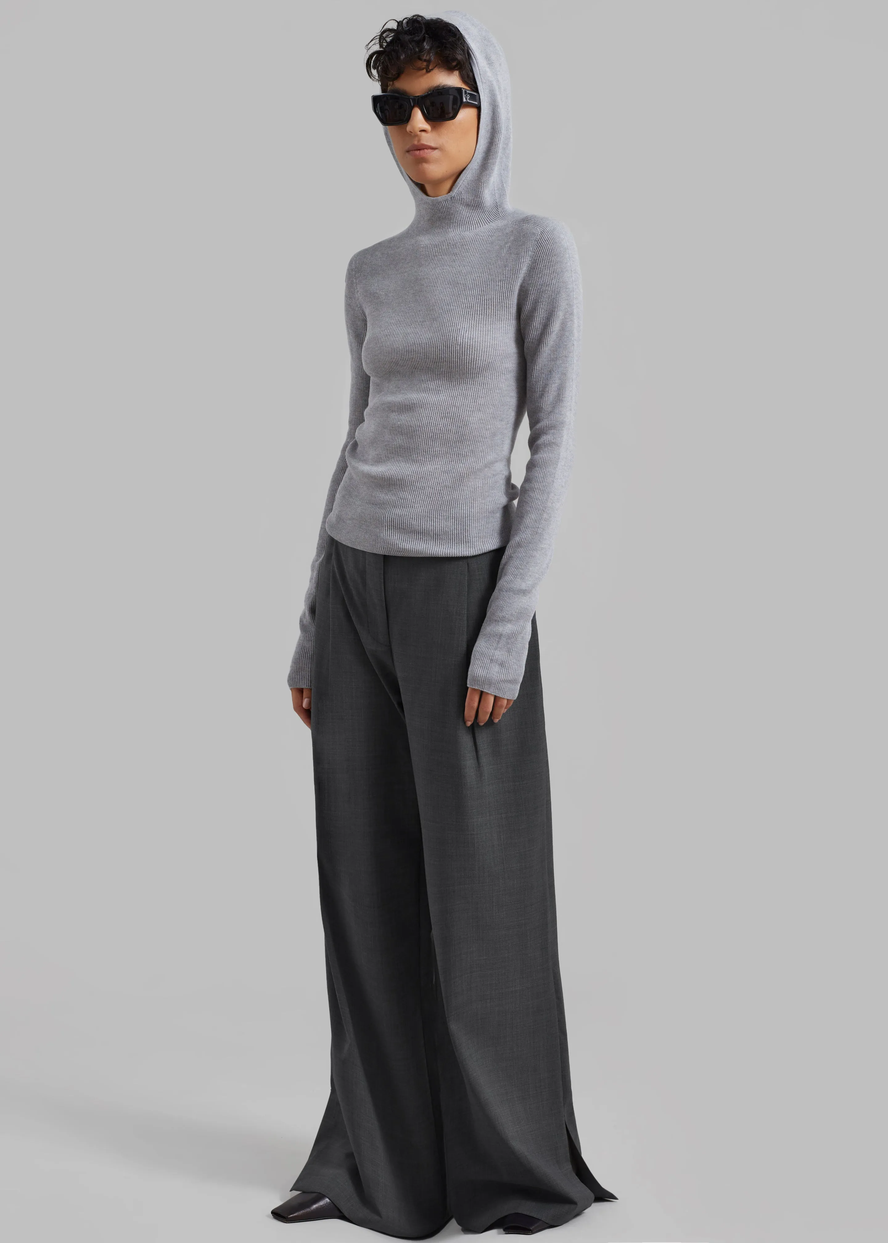 The Garment Pisa Wide Pants - Grey Melange sold by Frankie Shop