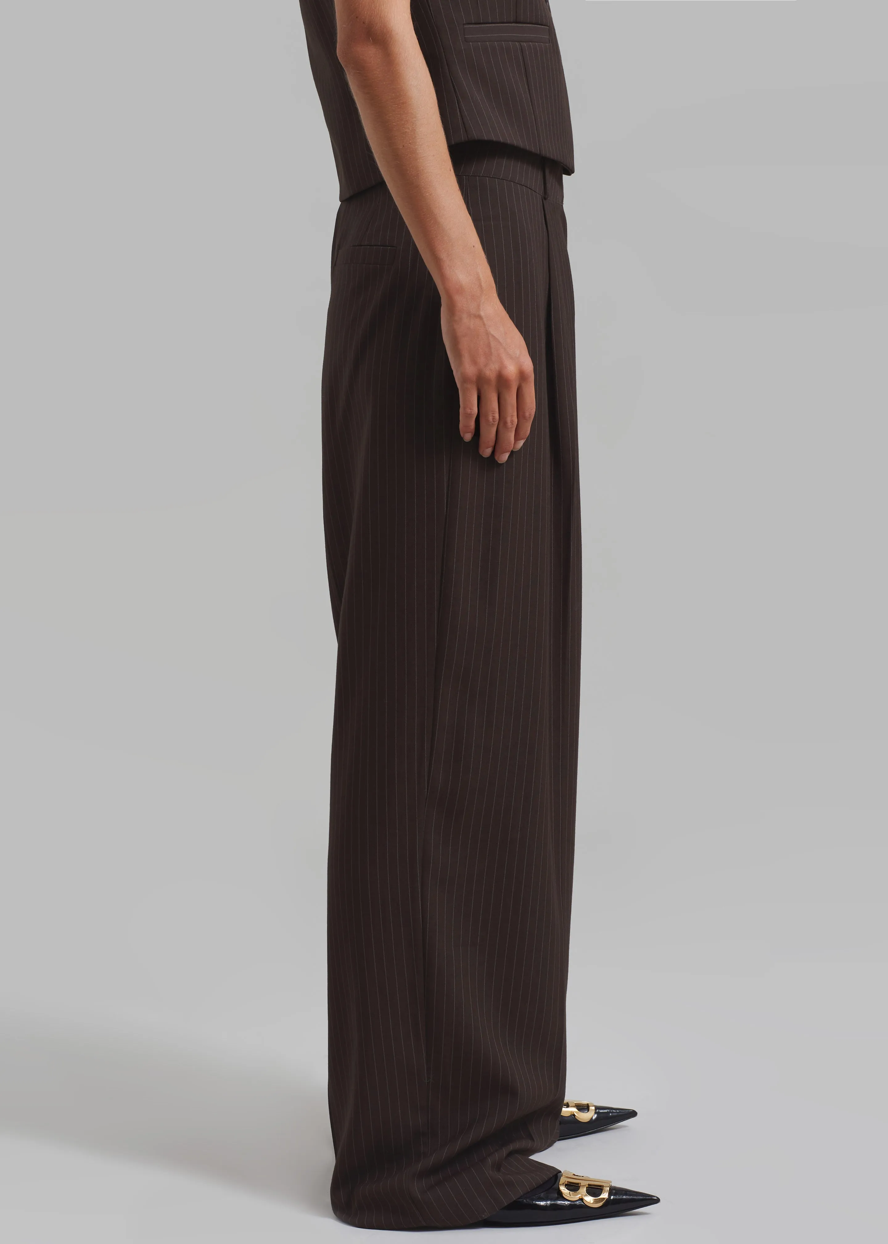 Ivey Pintuck Trousers - Brown/White Pinstripe sold by Frankie Shop product image thumbnail 5