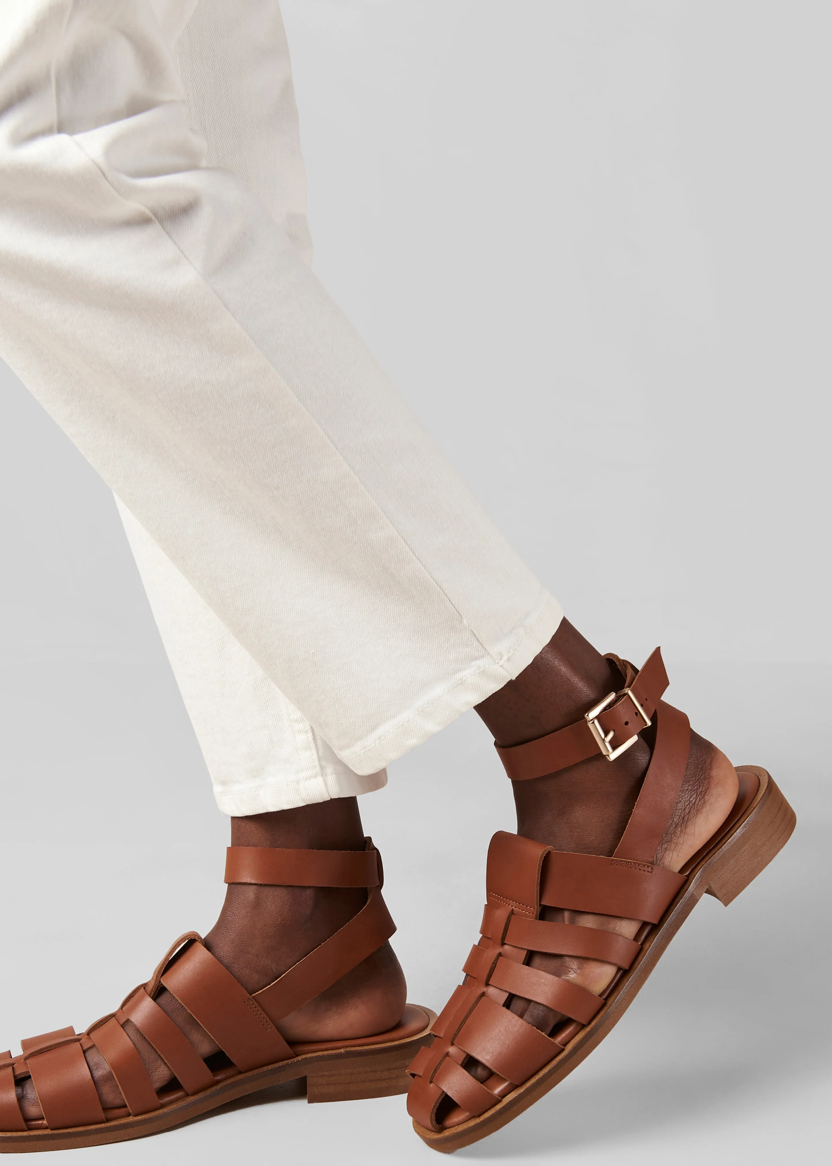 Alohas Perry Leather Sandals - Tan sold by Frankie Shop