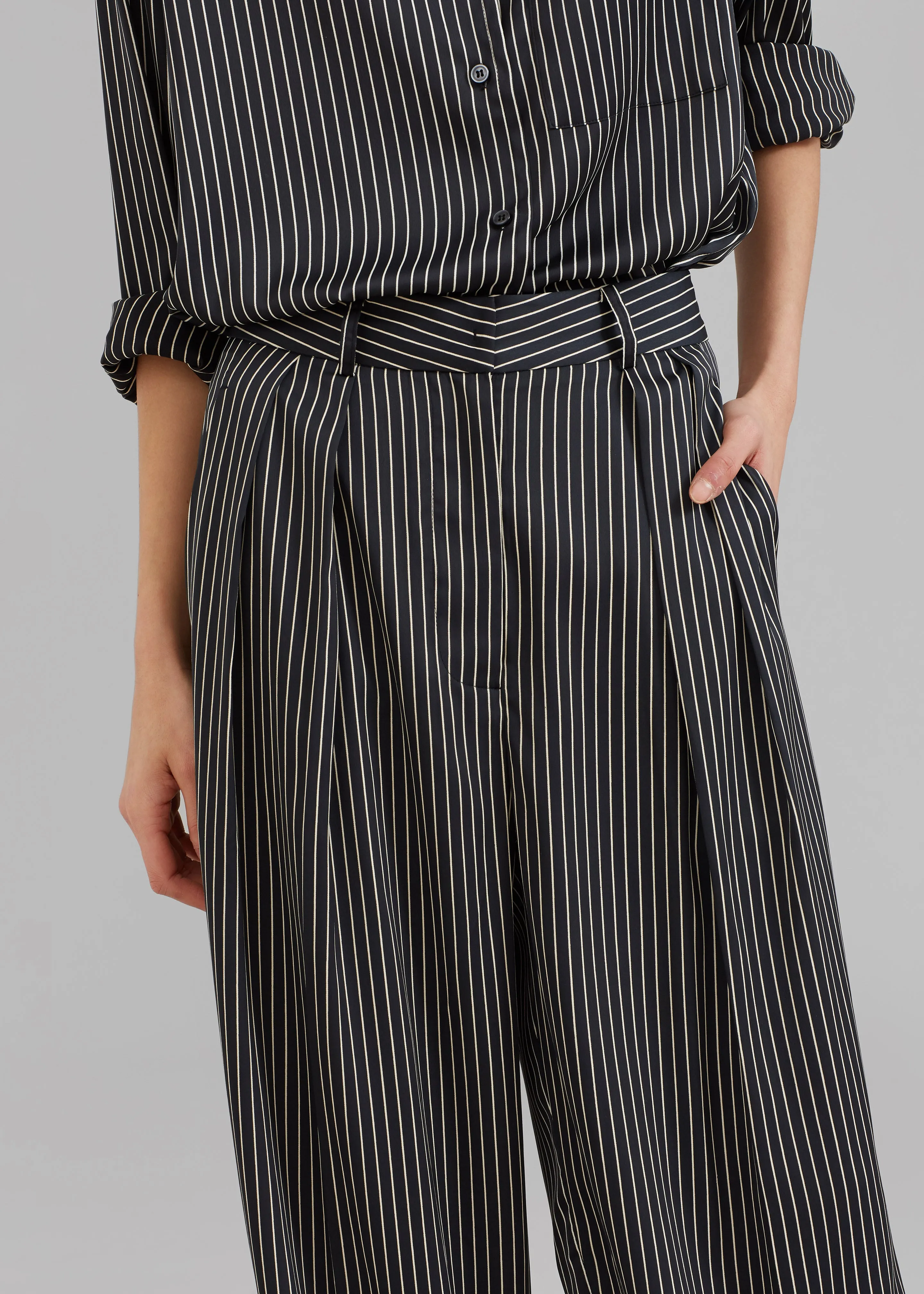 Tansy Satin Pants - Black Pinstripe sold by Frankie Shop product image thumbnail 3