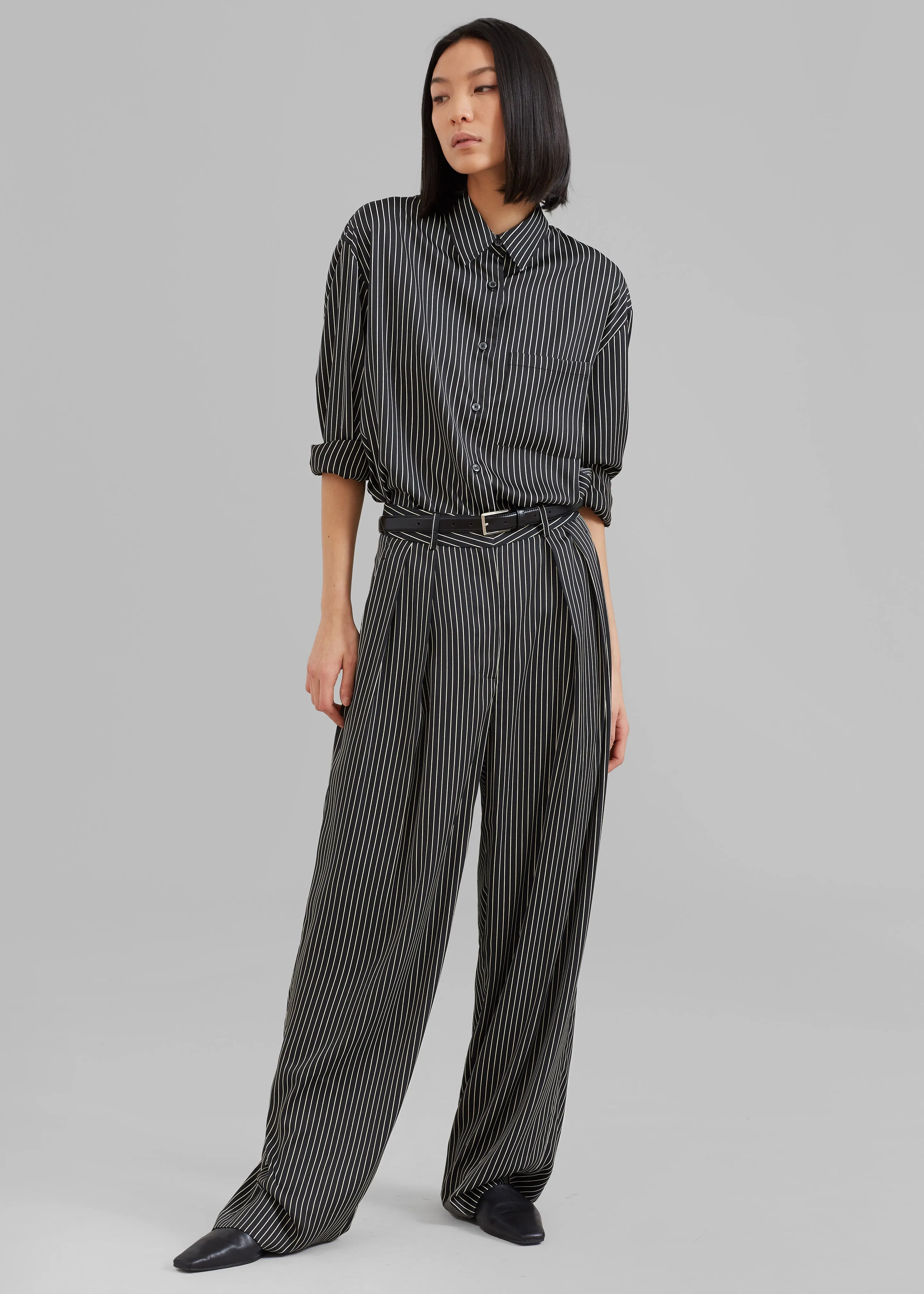 Tansy Satin Pants - Black Pinstripe sold by Frankie Shop product image thumbnail 4