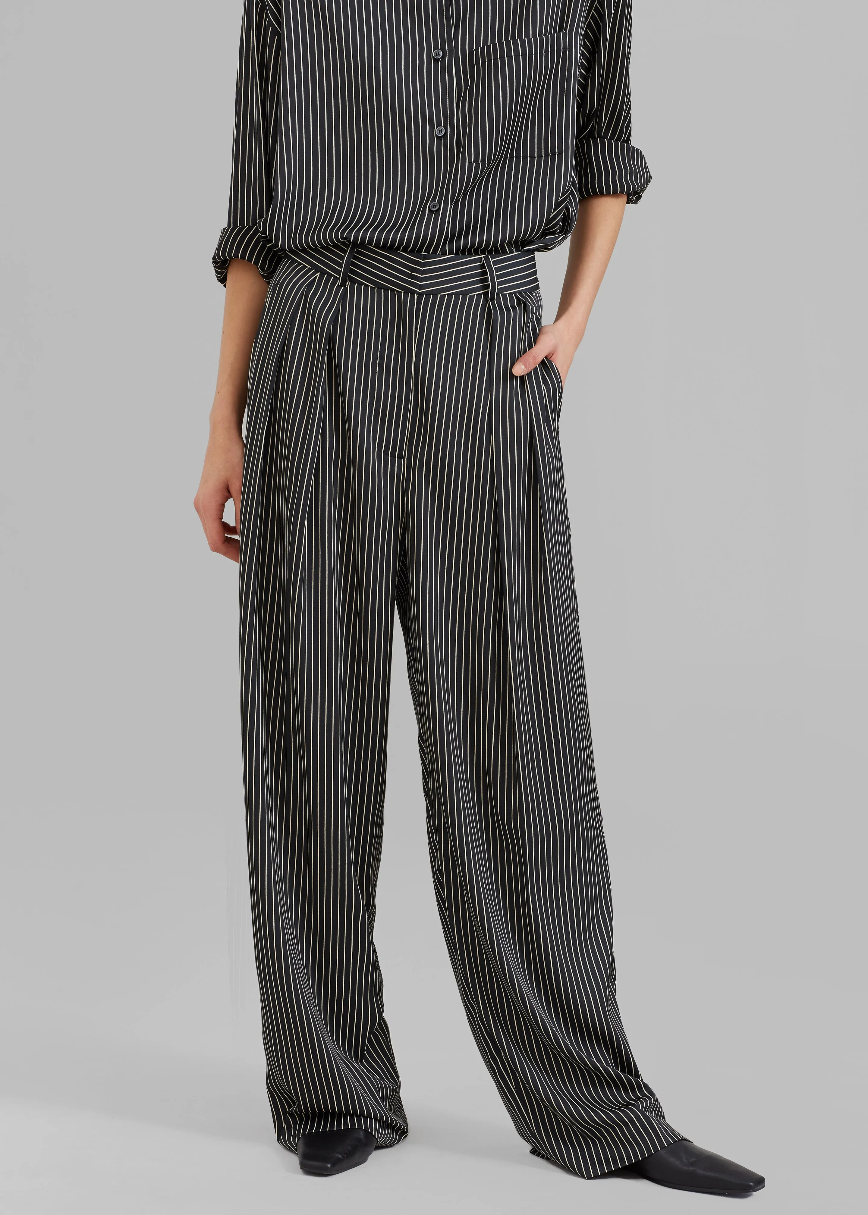 Tansy Satin Pants - Black Pinstripe sold by Frankie Shop product image thumbnail 2
