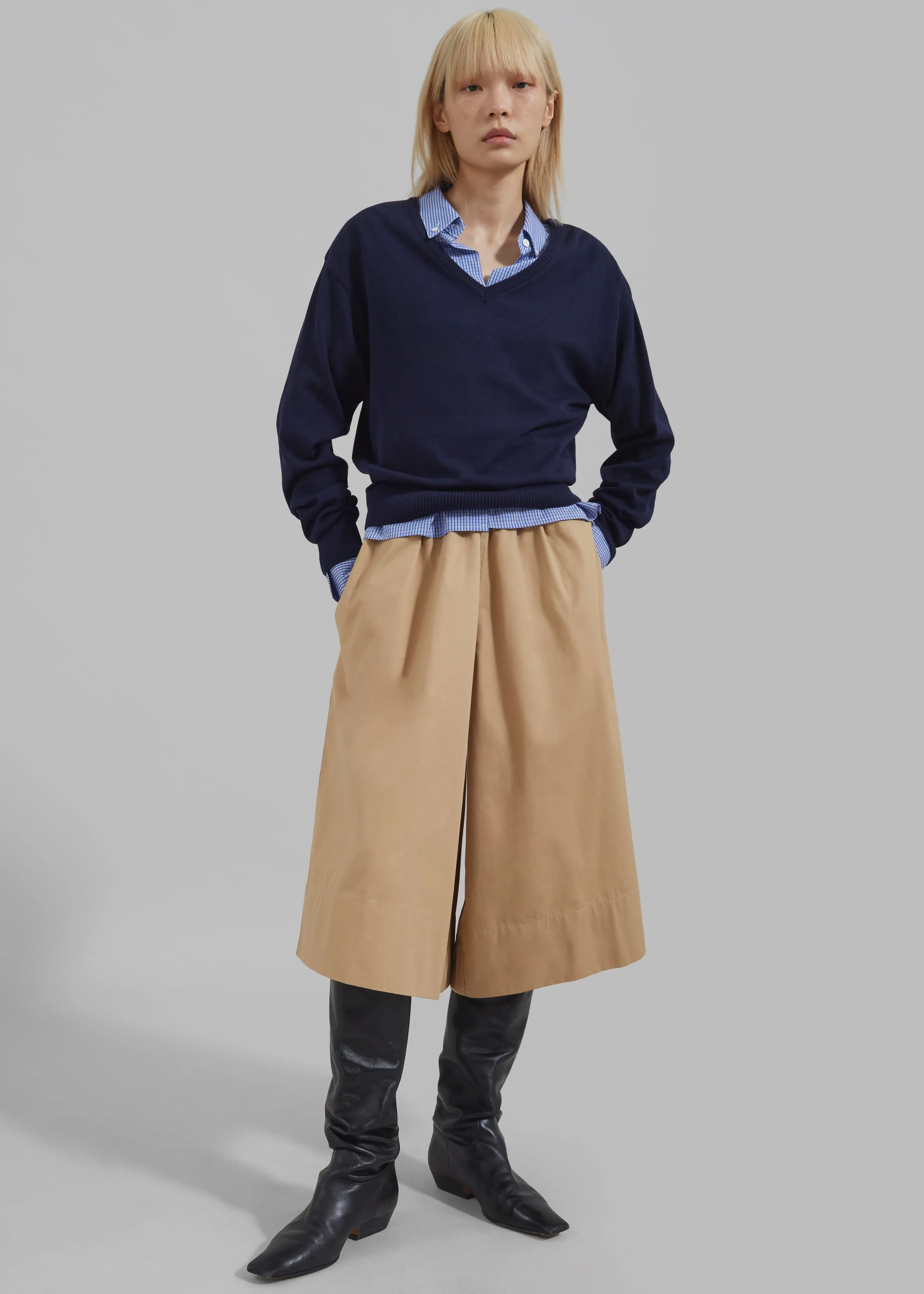 Nia Cropped Wide Pants - Beige sold by Frankie Shop