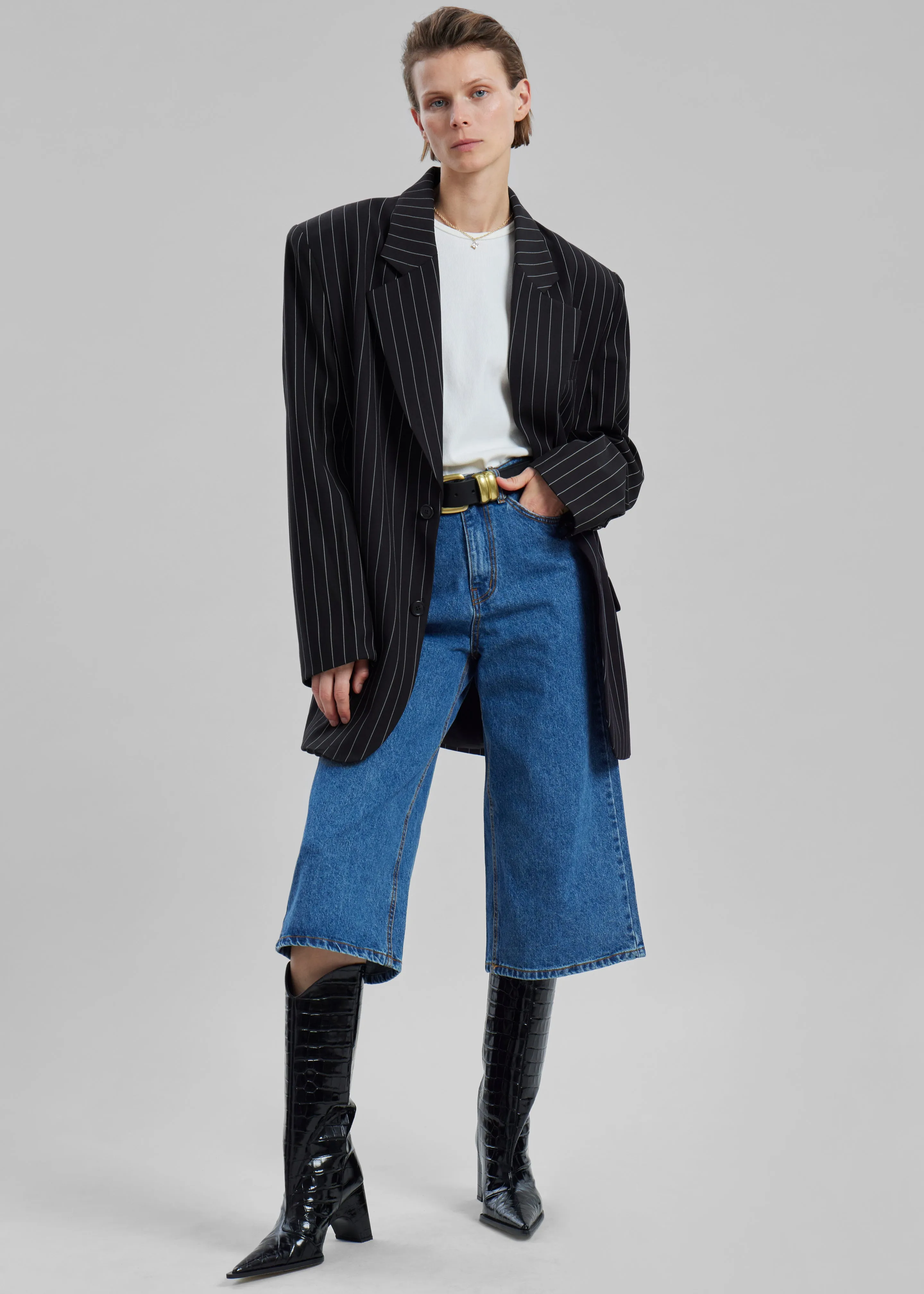 Holland Padded Shoulder Blazer - Black/White Pinstripe sold by Frankie Shop product image thumbnail 3