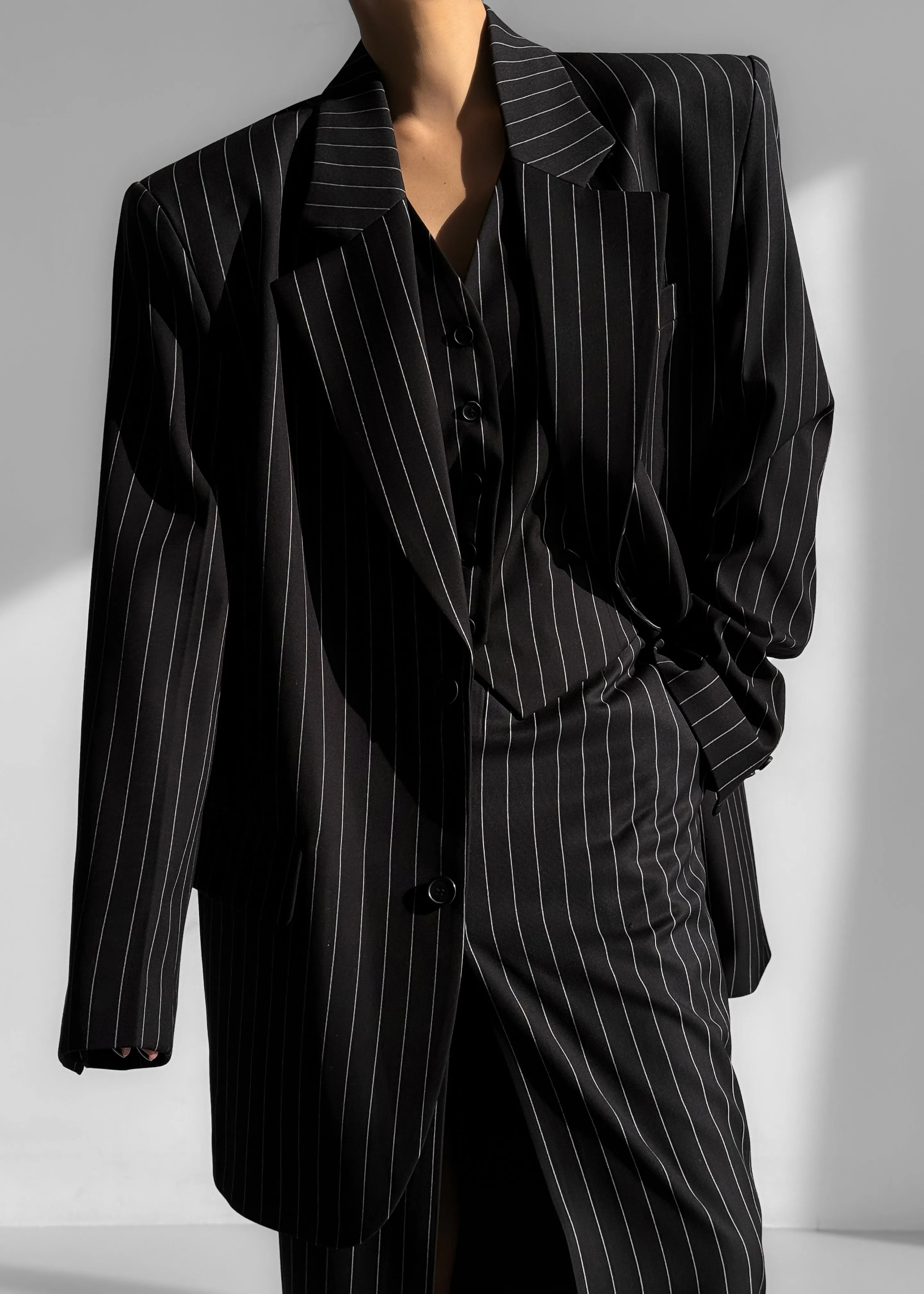 Holland Padded Shoulder Blazer - Black/White Pinstripe sold by Frankie Shop product image thumbnail 2