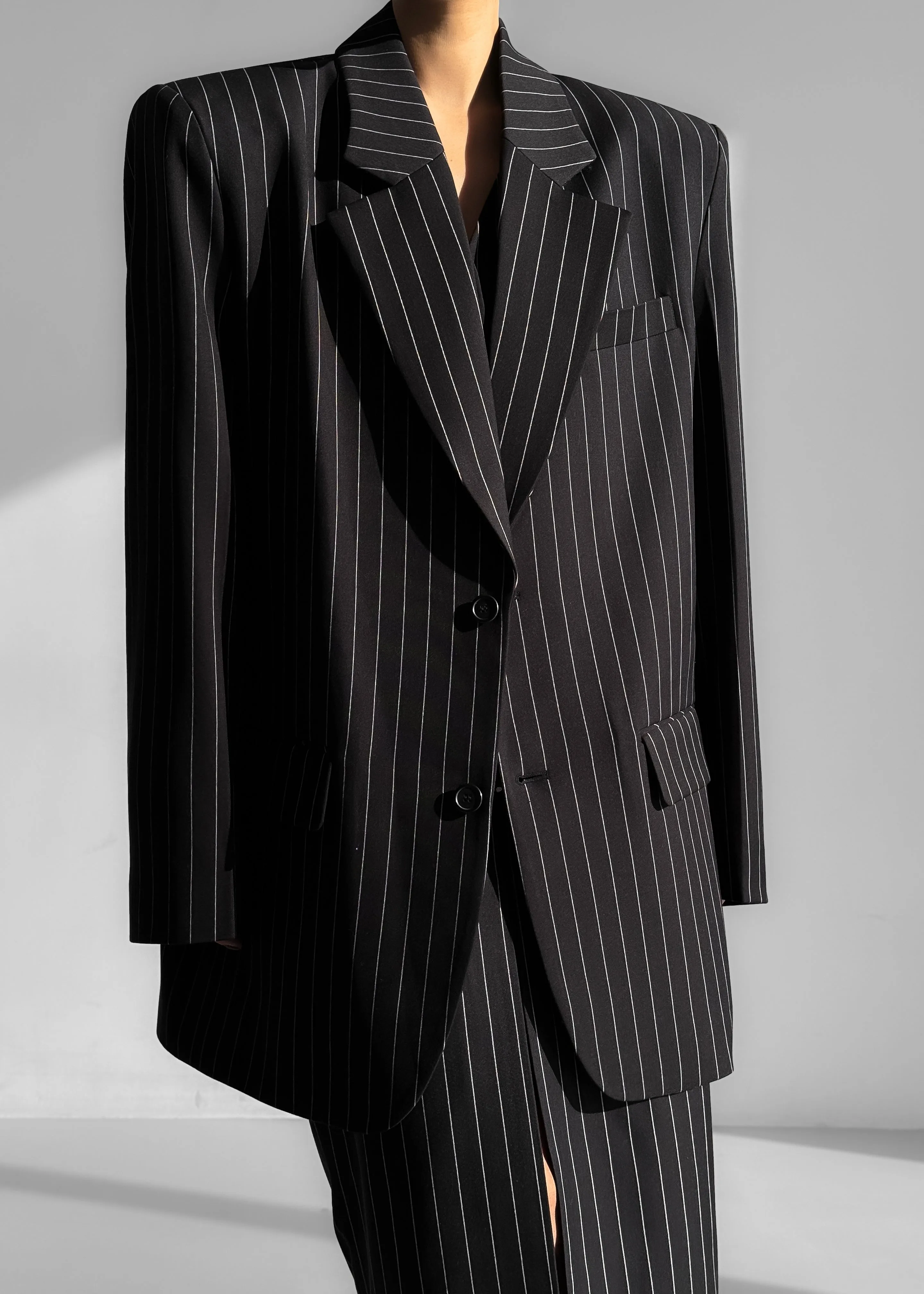 Holland Padded Shoulder Blazer - Black/White Pinstripe sold by Frankie Shop product image thumbnail 4