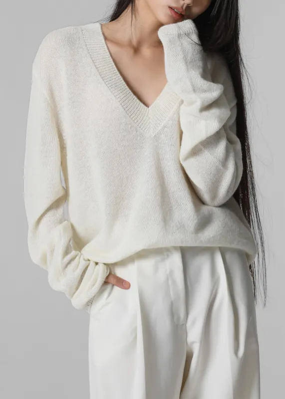 Brayden V Neck Sweater - Cream sold by Frankie Shop