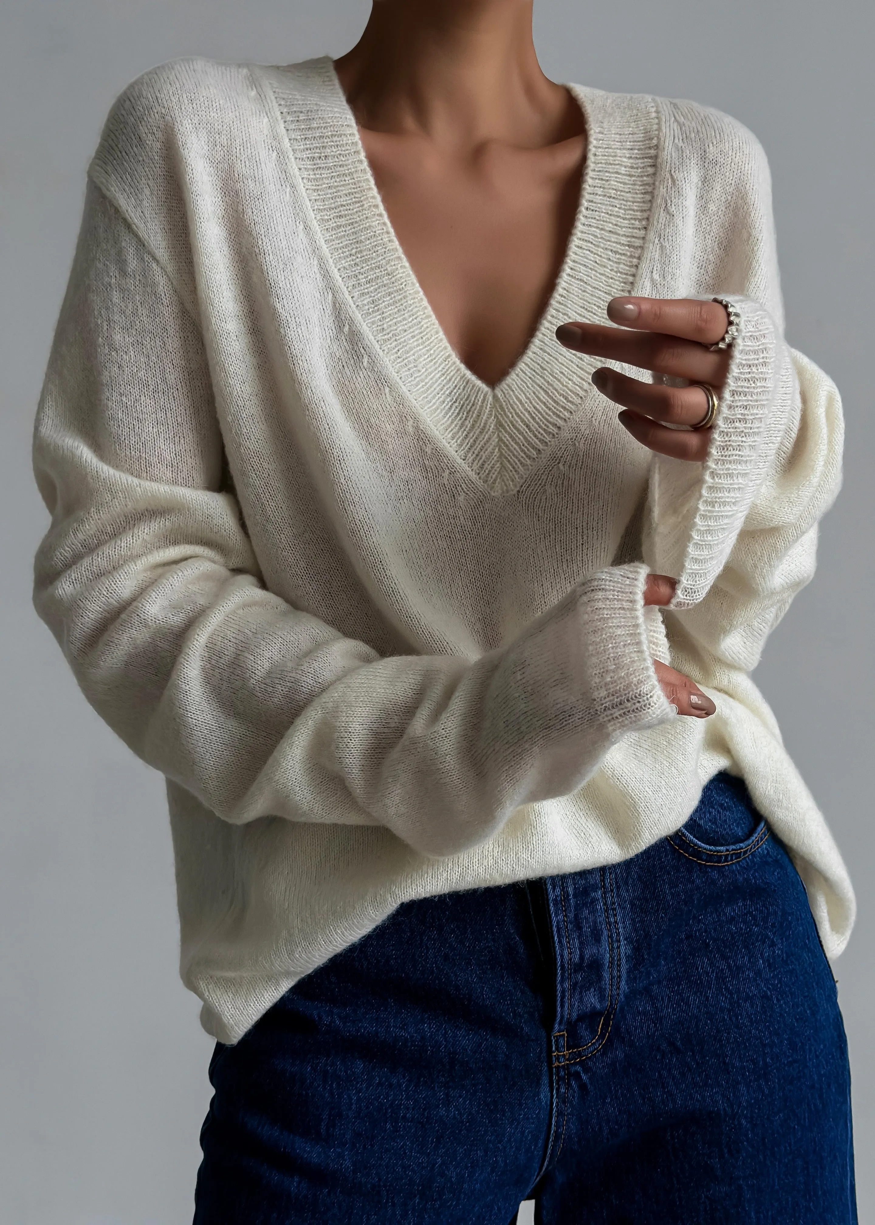 Brayden V Neck Sweater - Cream sold by Frankie Shop product image thumbnail 5