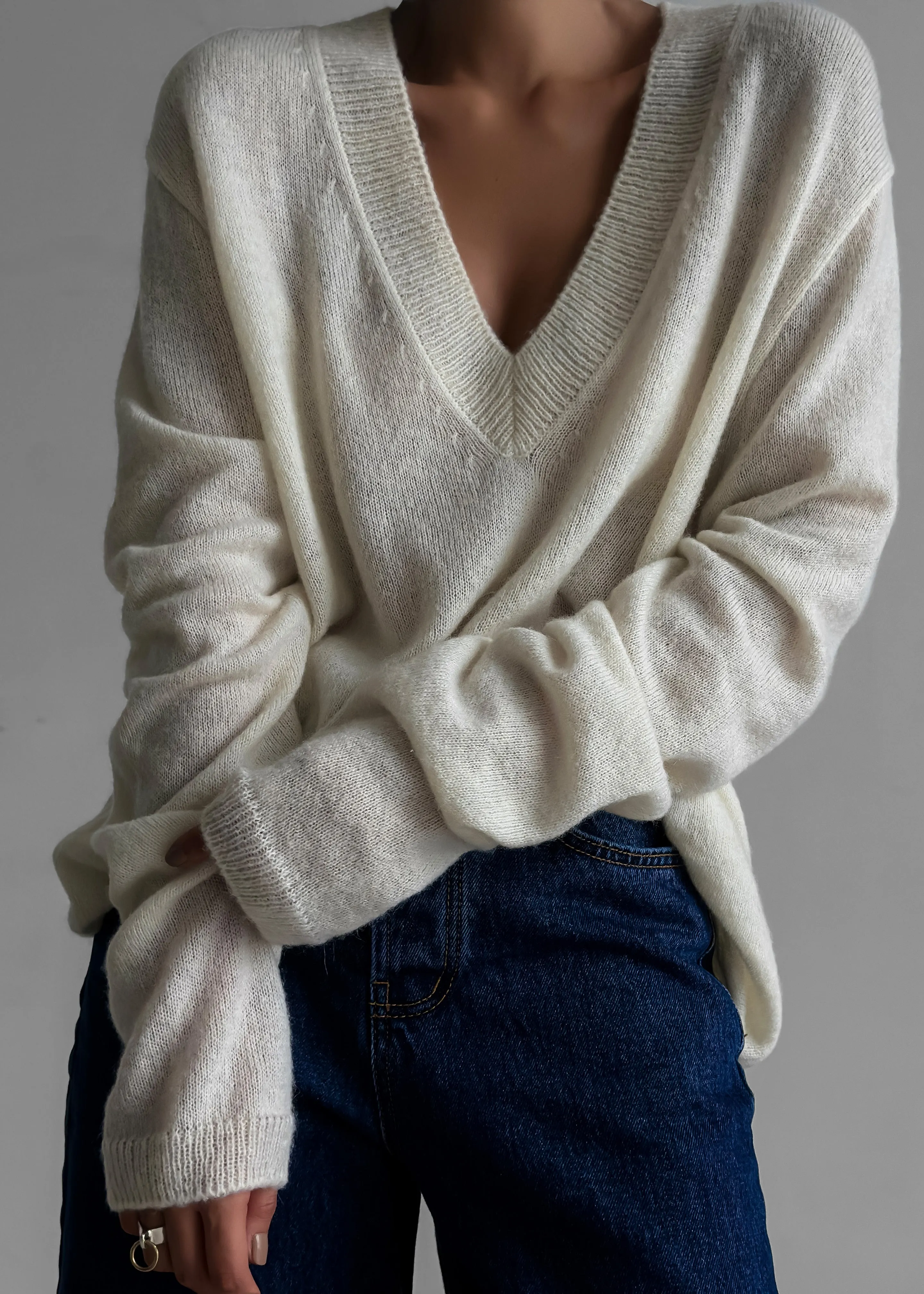 Brayden V Neck Sweater - Cream sold by Frankie Shop product image thumbnail 3