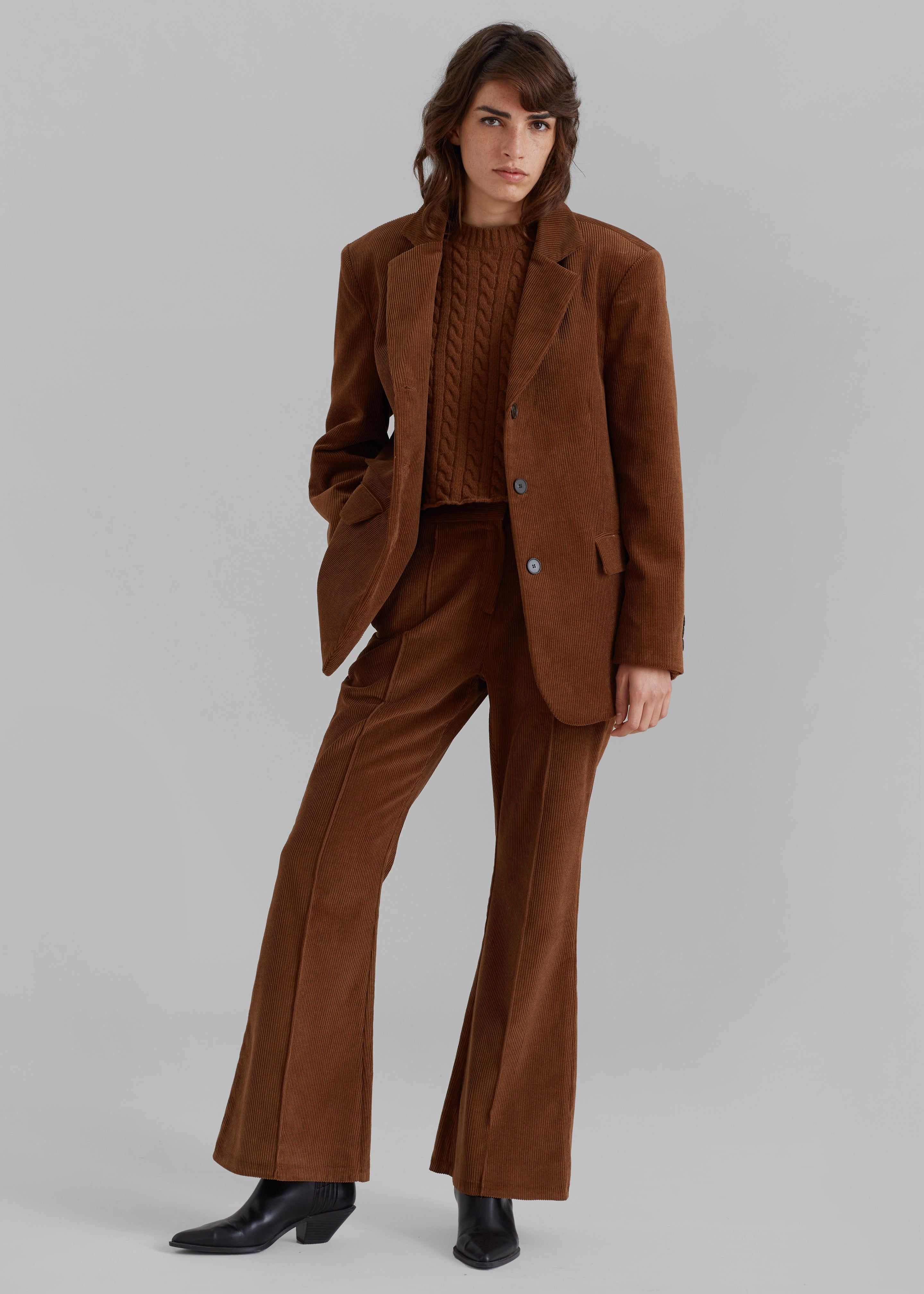 Lydian Corduroy Flare Pants - Brown sold by Frankie Shop