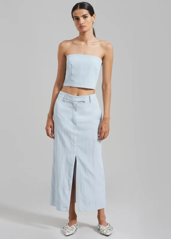 Anastasia Slit Midi Skirt - Sky sold by Frankie Shop