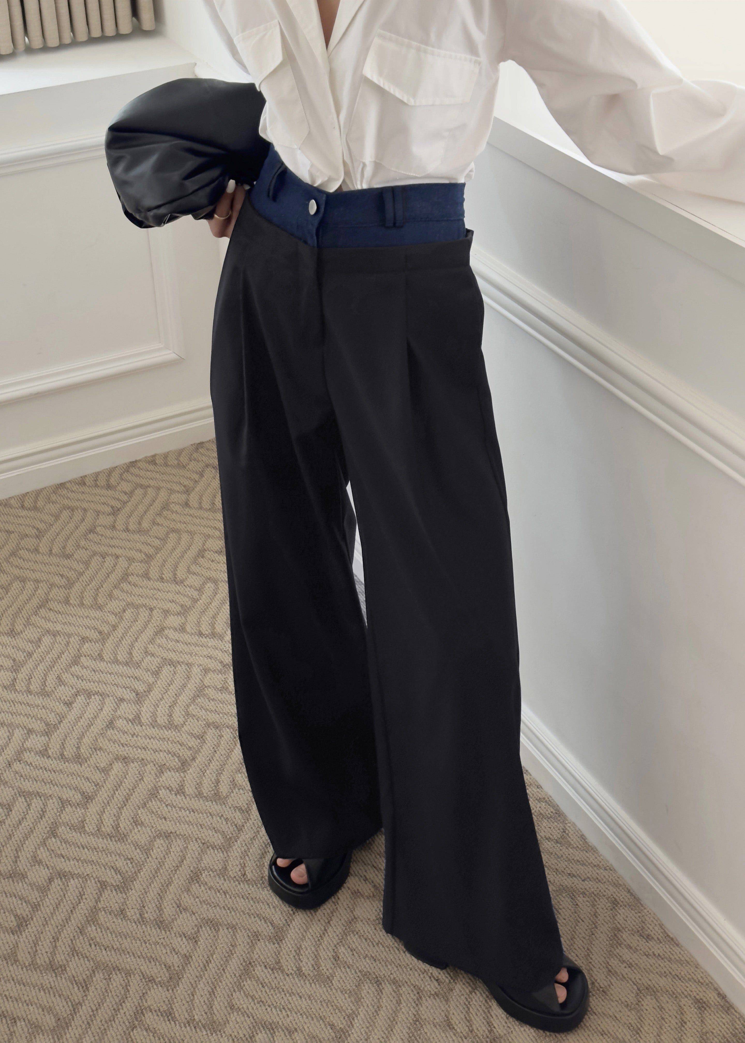 Andie Contrast Pants - Black sold by Frankie Shop