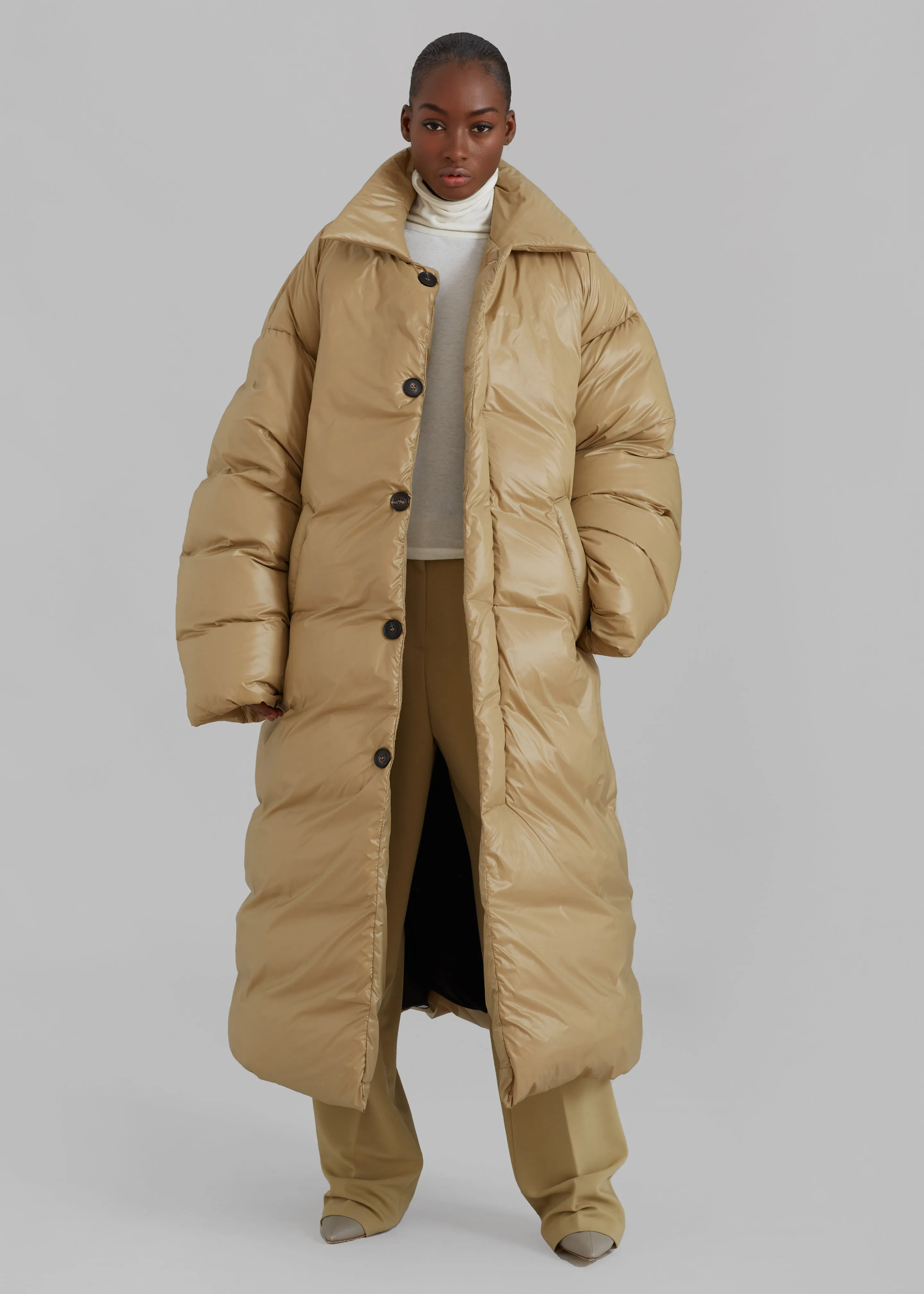 EGONLab Ismc Puffer Coat - Shiny Beige Pl sold by Frankie Shop