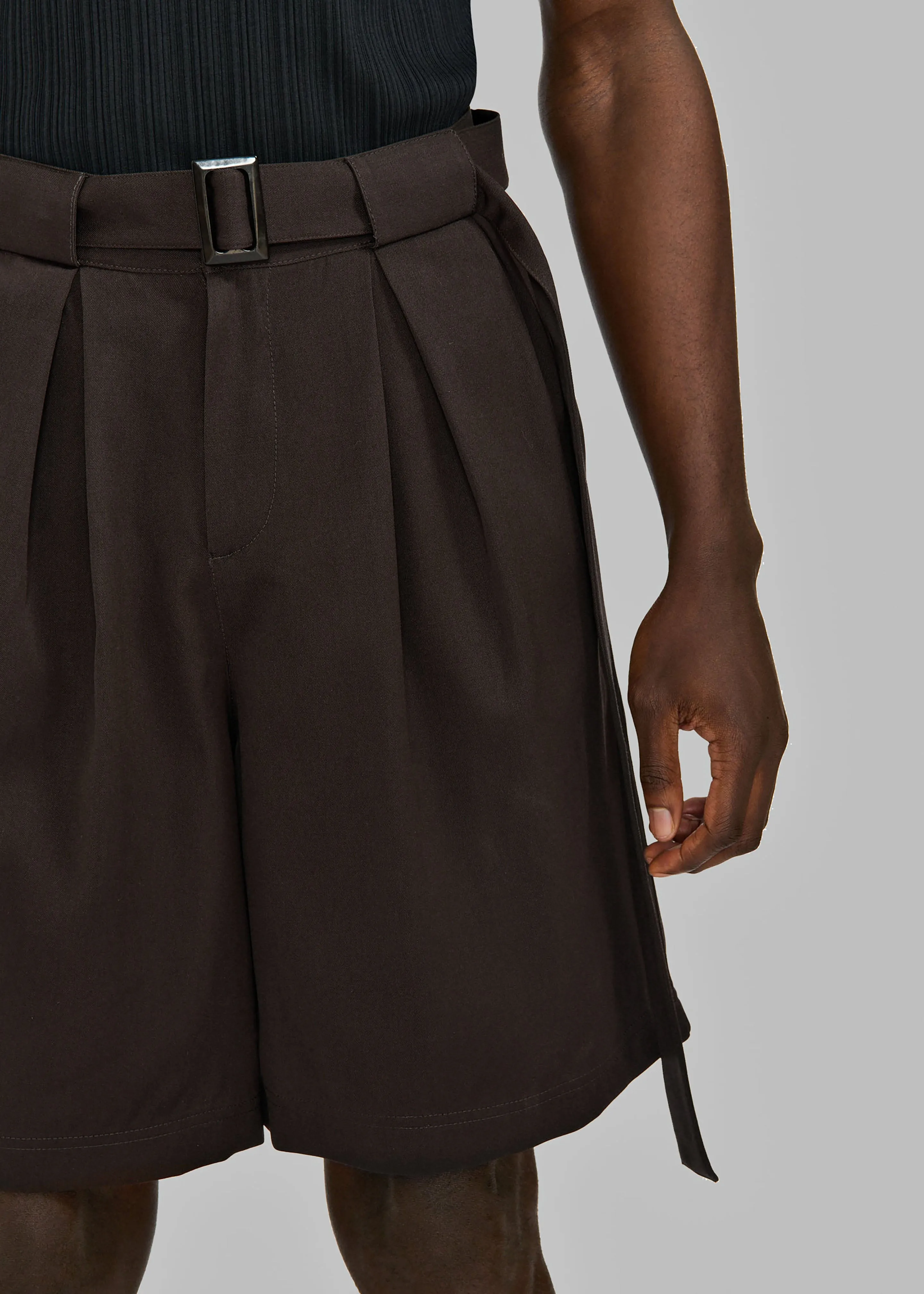 Louis Gabriel Nouchi Large Shorts With Box Pleats And Belt - Expresso sold by Frankie Shop product image thumbnail 2