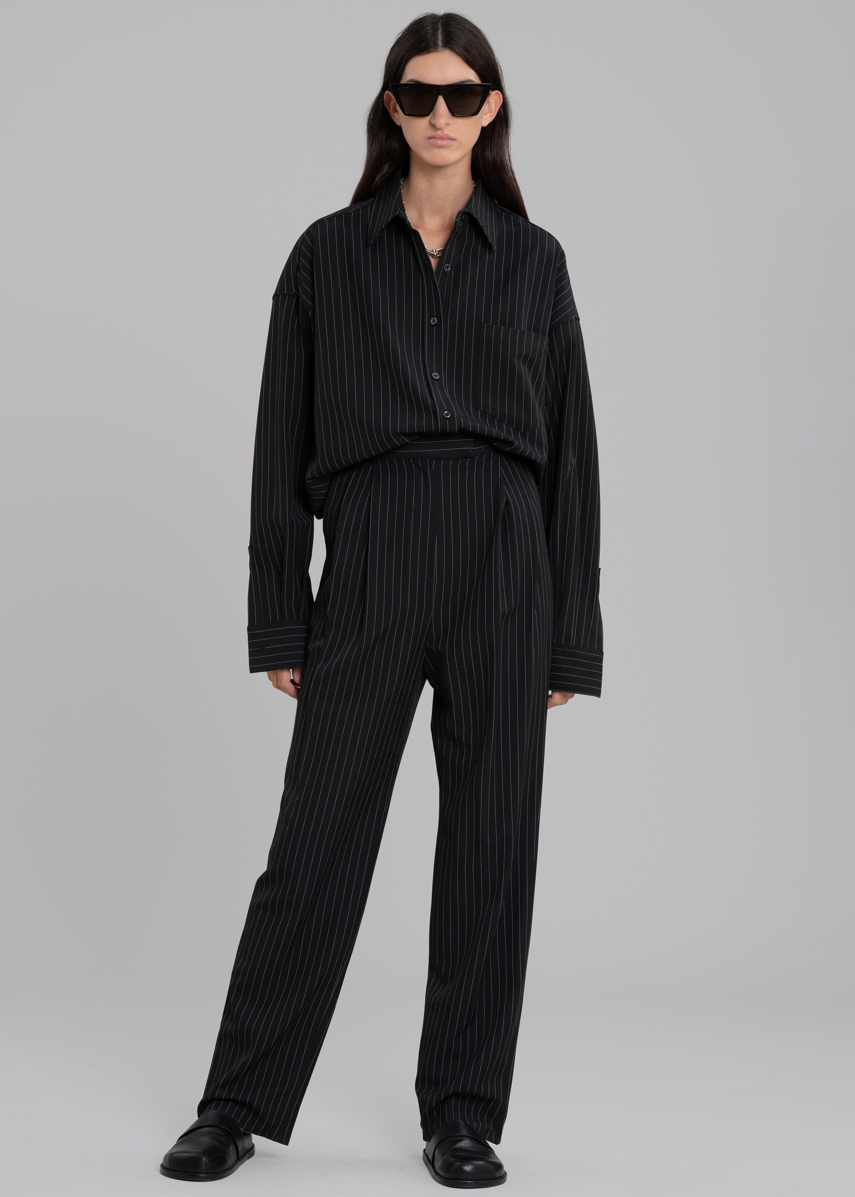 Georgia Pinstripe Shirt - Black/White sold by Frankie Shop product image thumbnail 2