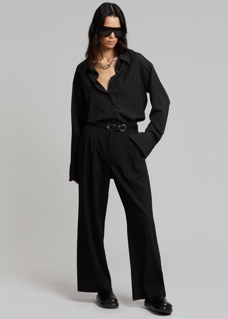 Georgia Pinstripe Shirt - Black/White sold by Frankie Shop product image thumbnail 5