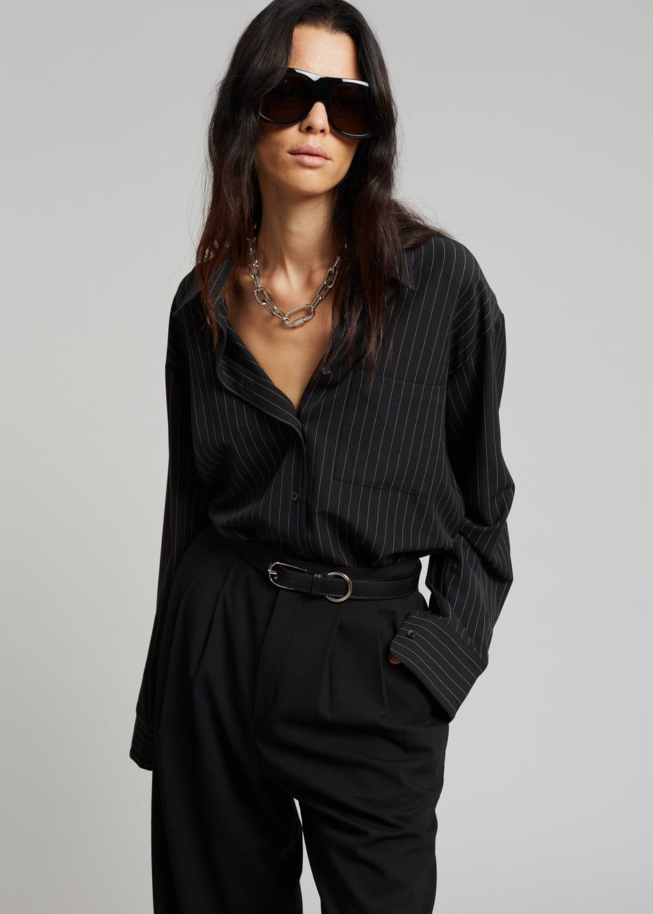 Georgia Pinstripe Shirt - Black/White sold by Frankie Shop product image thumbnail 4