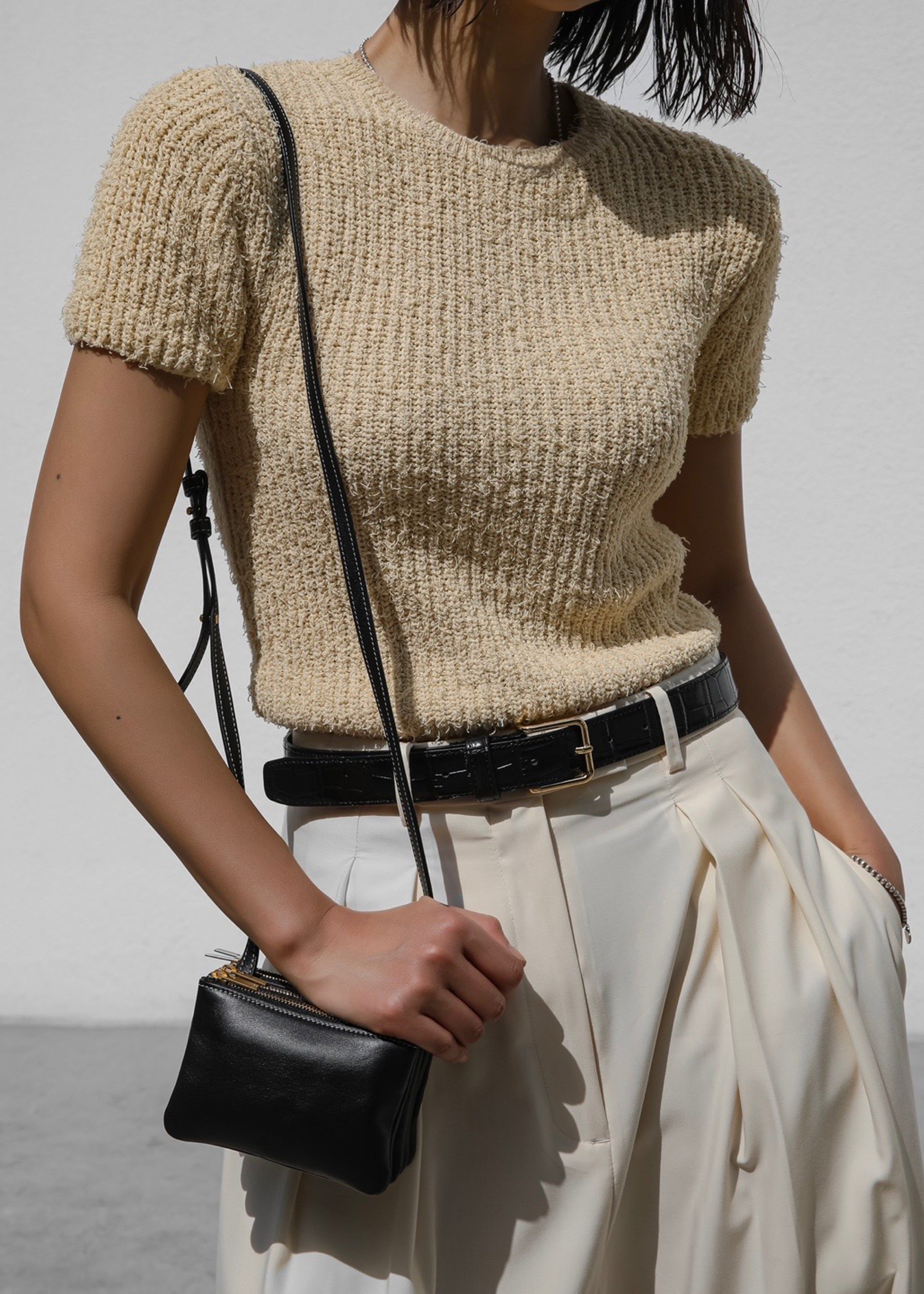Lexie Knit Cropped Top - Beige sold by Frankie Shop product image thumbnail 5