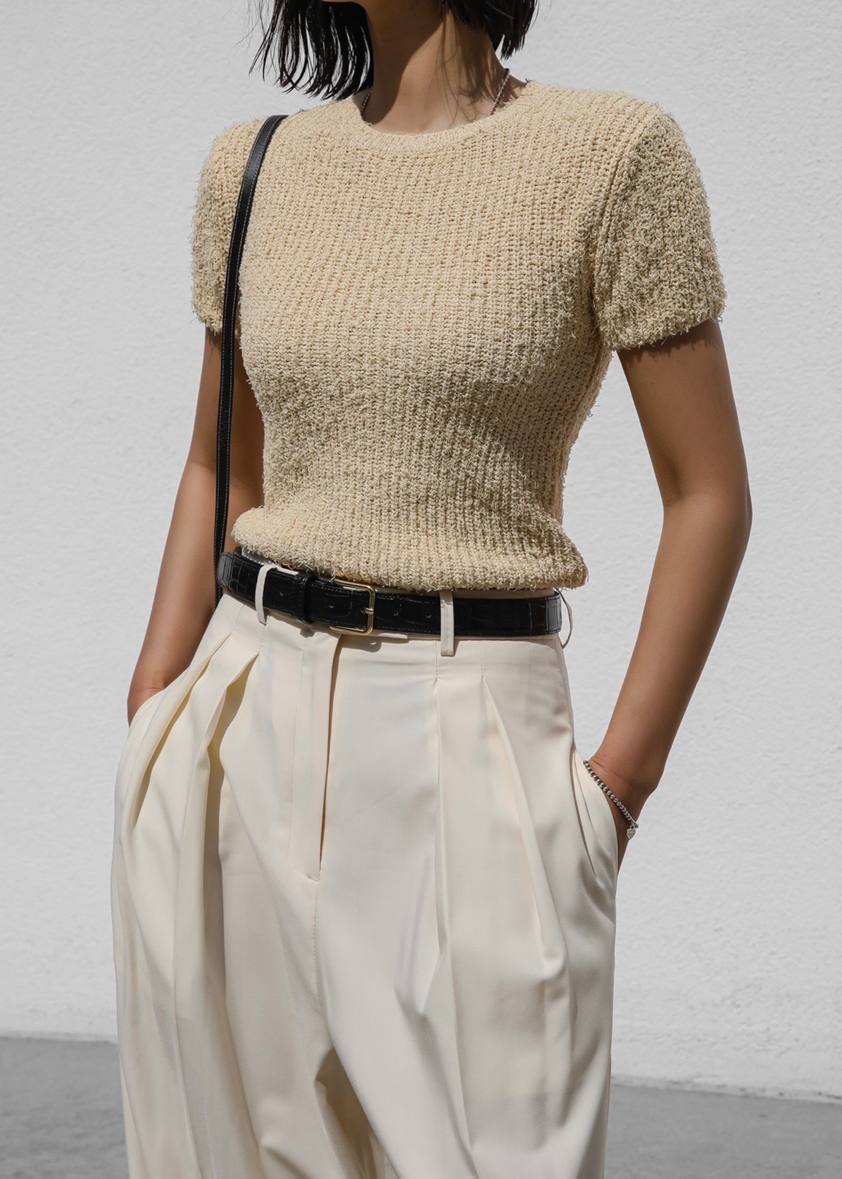 Lexie Knit Cropped Top - Beige sold by Frankie Shop product image thumbnail 3