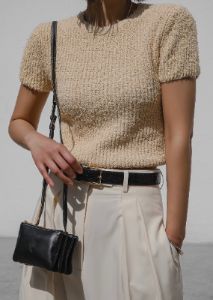 Lexie Knit Cropped Top - Beige sold by Frankie Shop