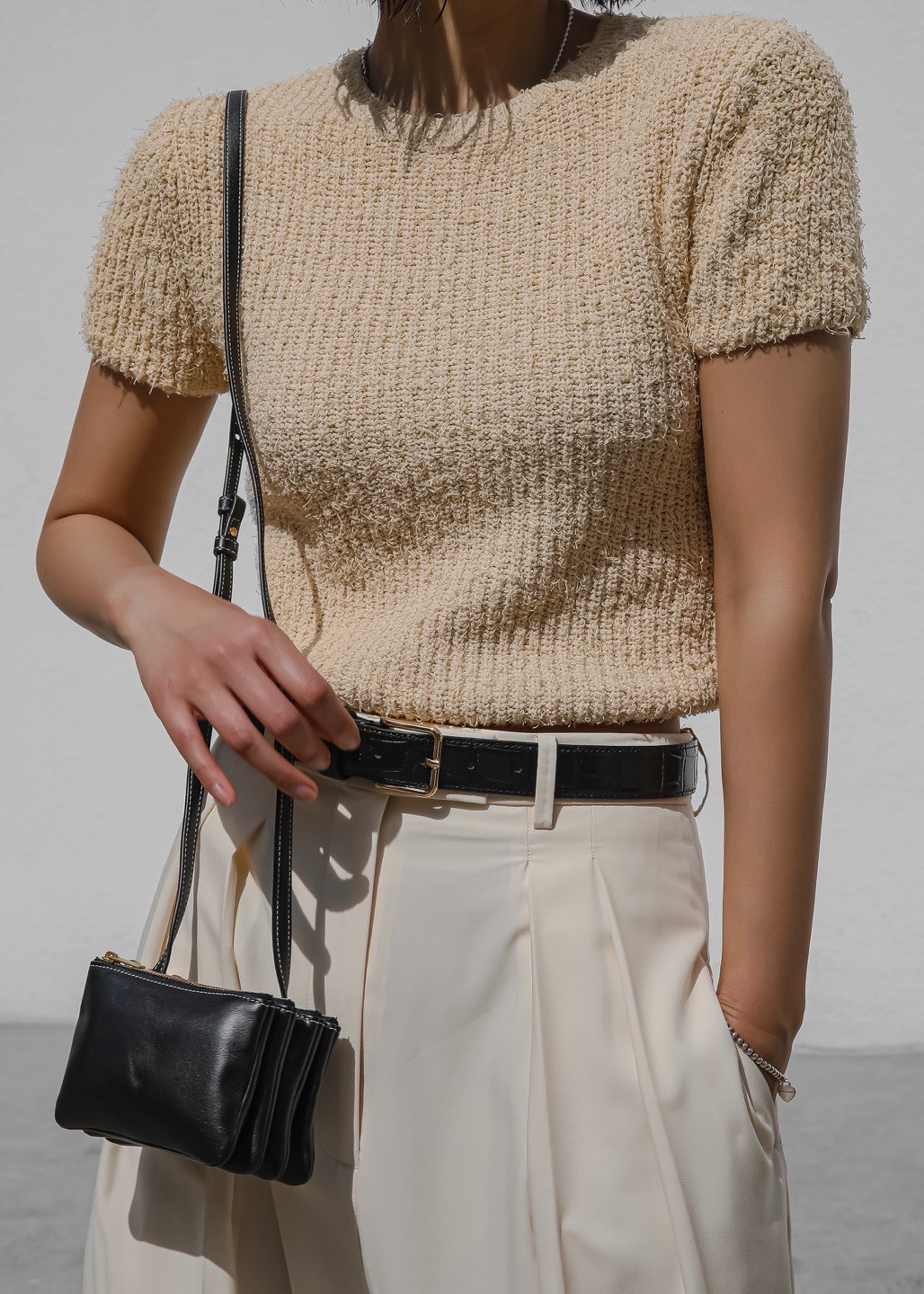 Lexie Knit Cropped Top - Beige sold by Frankie Shop product image thumbnail 4