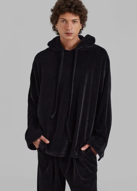 Pierre Velvet Hoodie - Black made by Frankie Shop