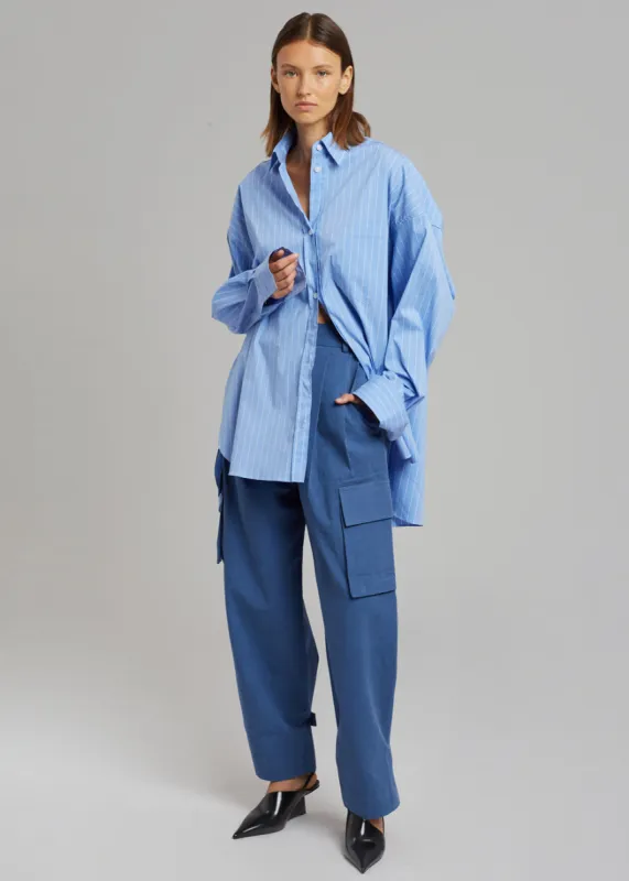 Georgia Pinstripe Shirt - Light Blue sold by Frankie Shop